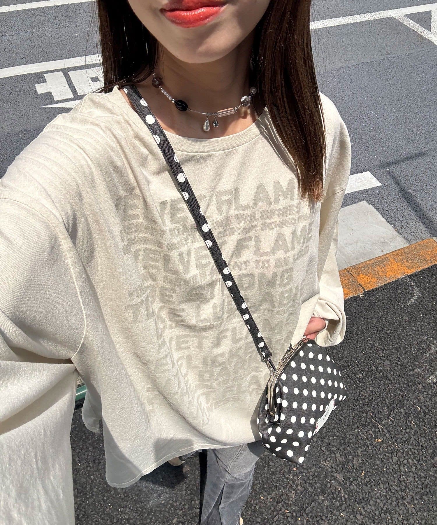 CIAOPANIC(チャオパニック) バルーンスリーブピグメントロゴロンTee