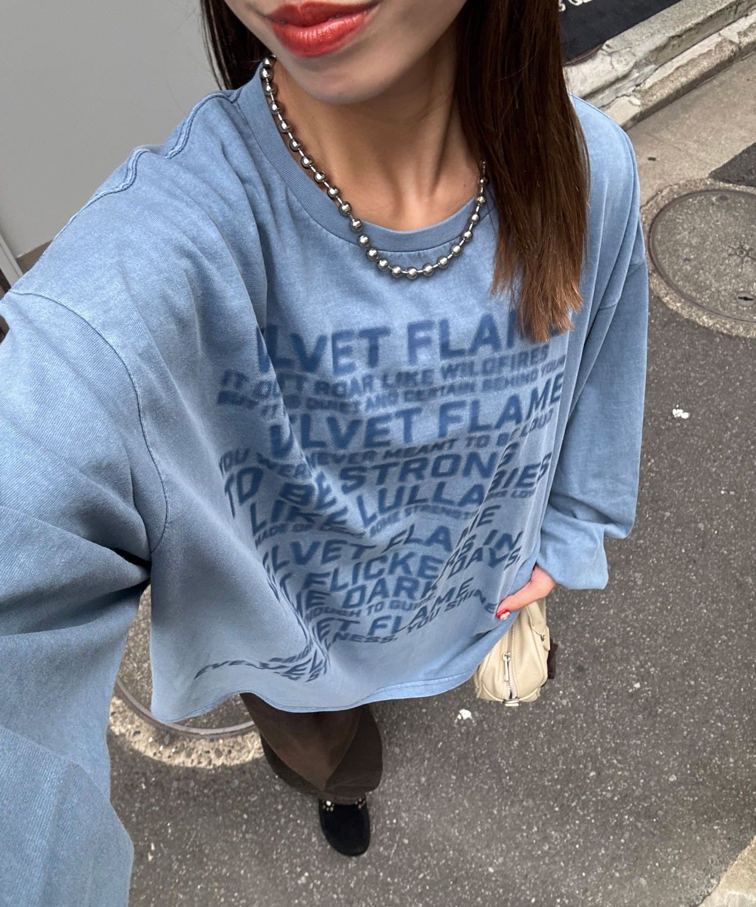 CIAOPANIC(チャオパニック) バルーンスリーブピグメントロゴロンTee