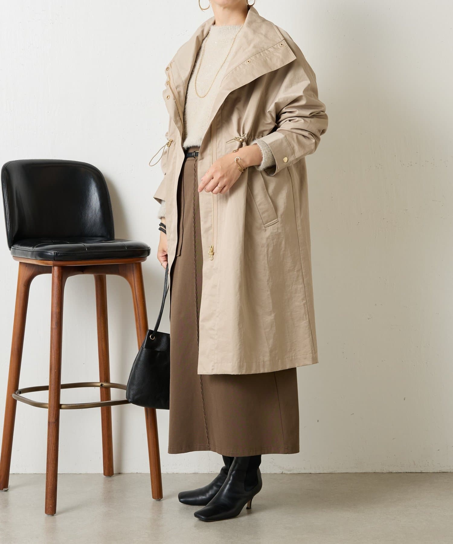 Jena espace merveilleux スタンドネックコート スタンドネックドロストコート | Jena espace merveilleux