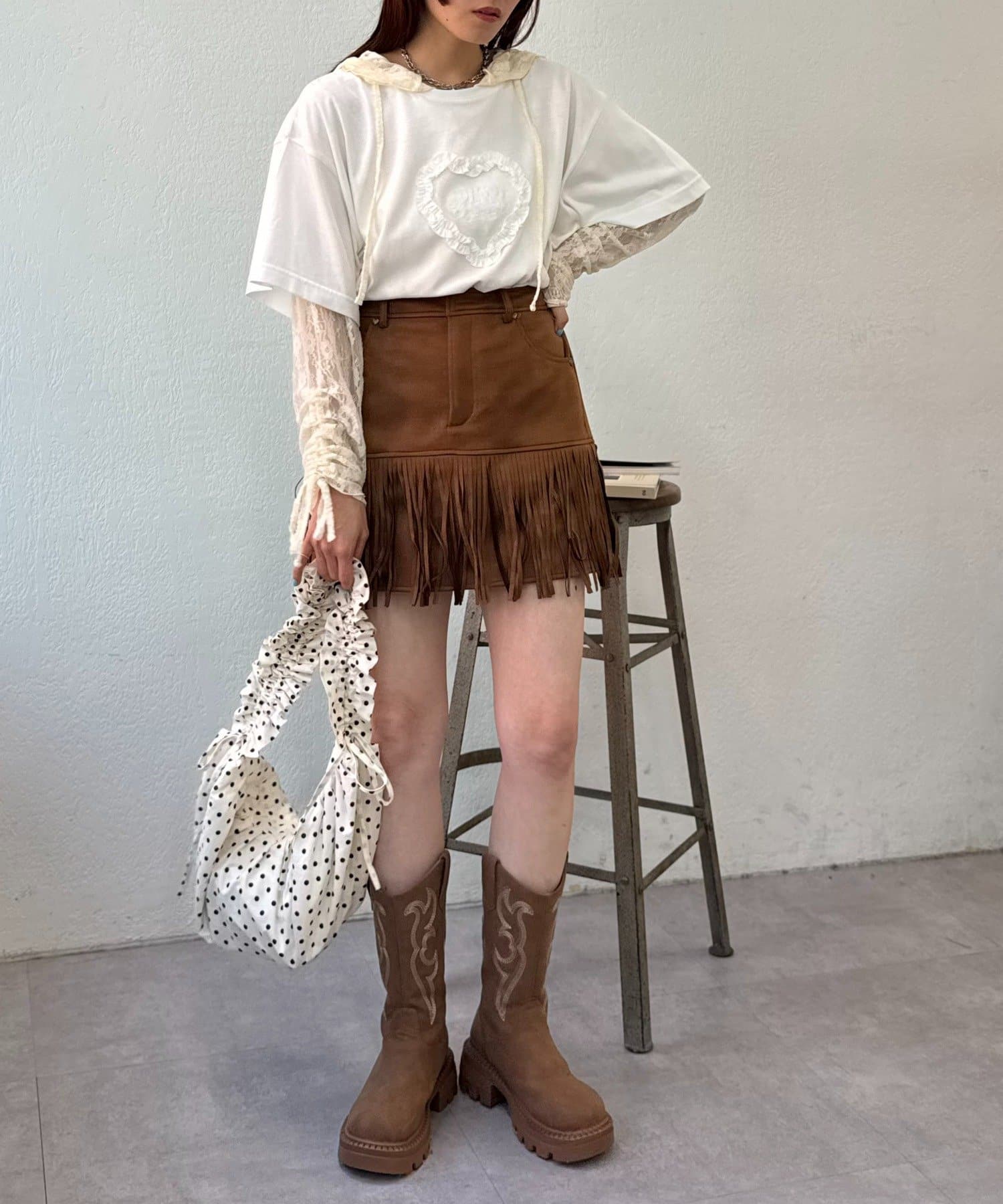 w closet(ダブルクローゼット) 【25AW /2サイズ展開】フリンジミニスカパン