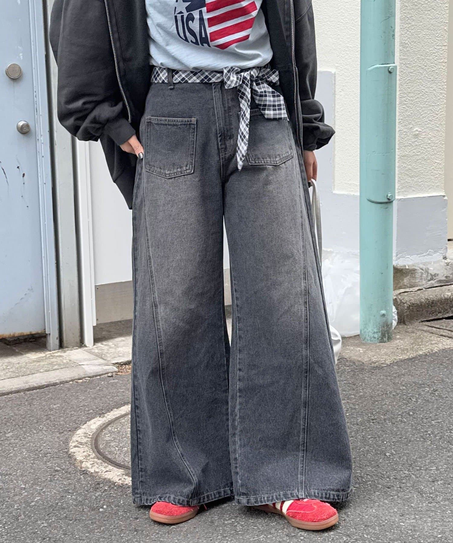 CIAOPANIC(チャオパニック) 【CIAN DENIM/シアンデニム】スプリットフロントワイドデニム#002