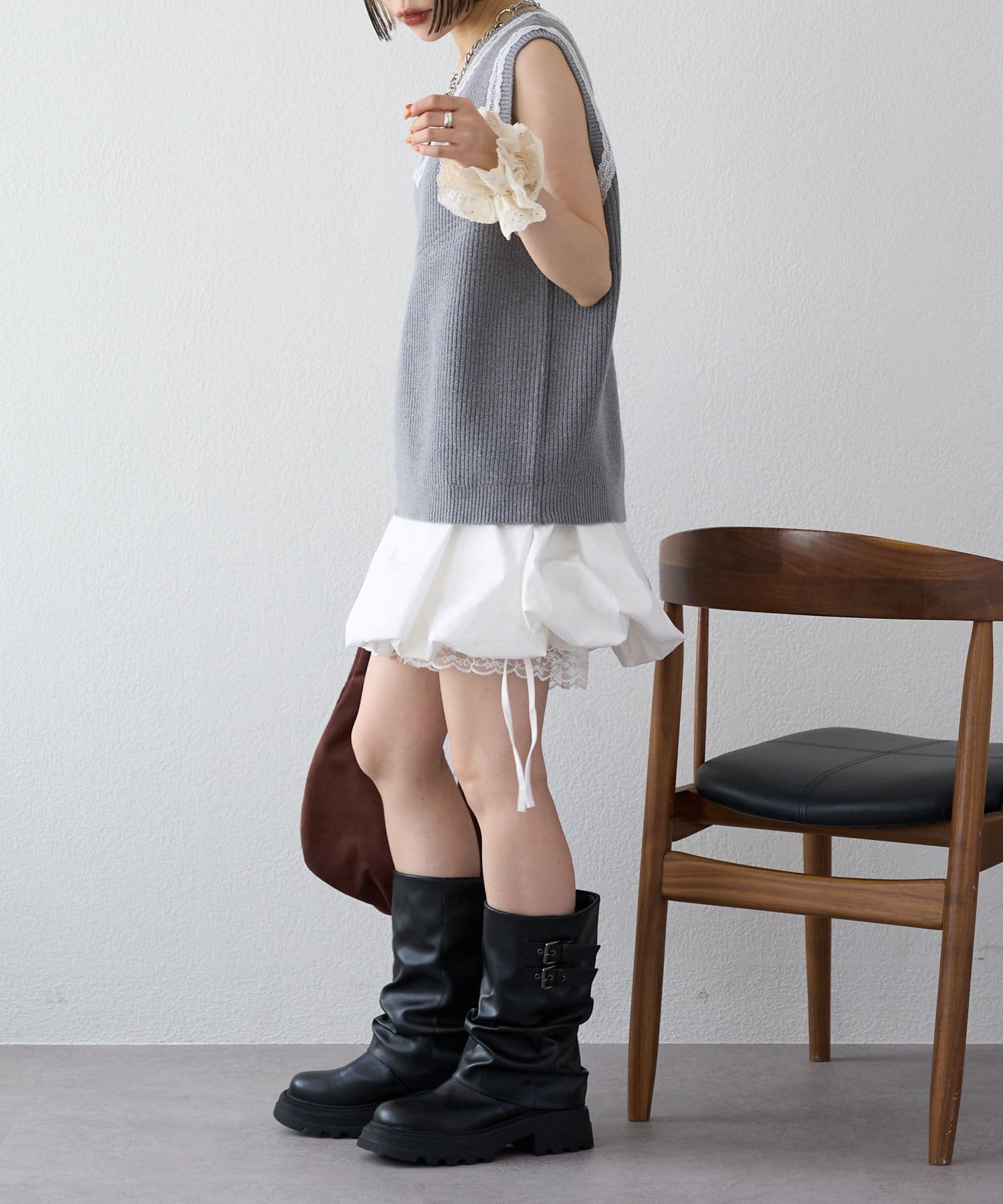 w closet(ダブルクローゼット) 【25AW】レースニットベスト