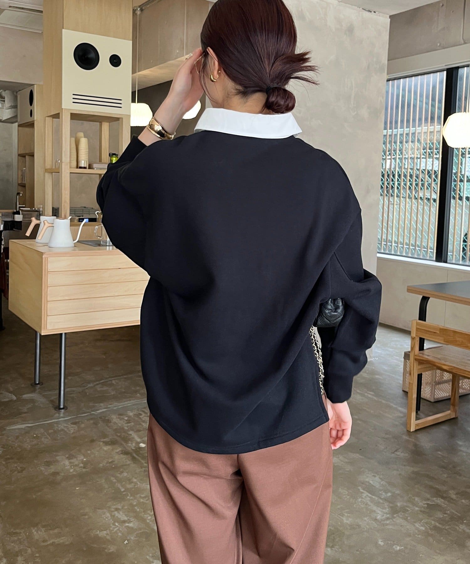 DOUDOU(ドゥドゥ) 【7/25～3日間限定 予約10％OFF】【こっち 企画】シャツ襟ラガースウエットトップス