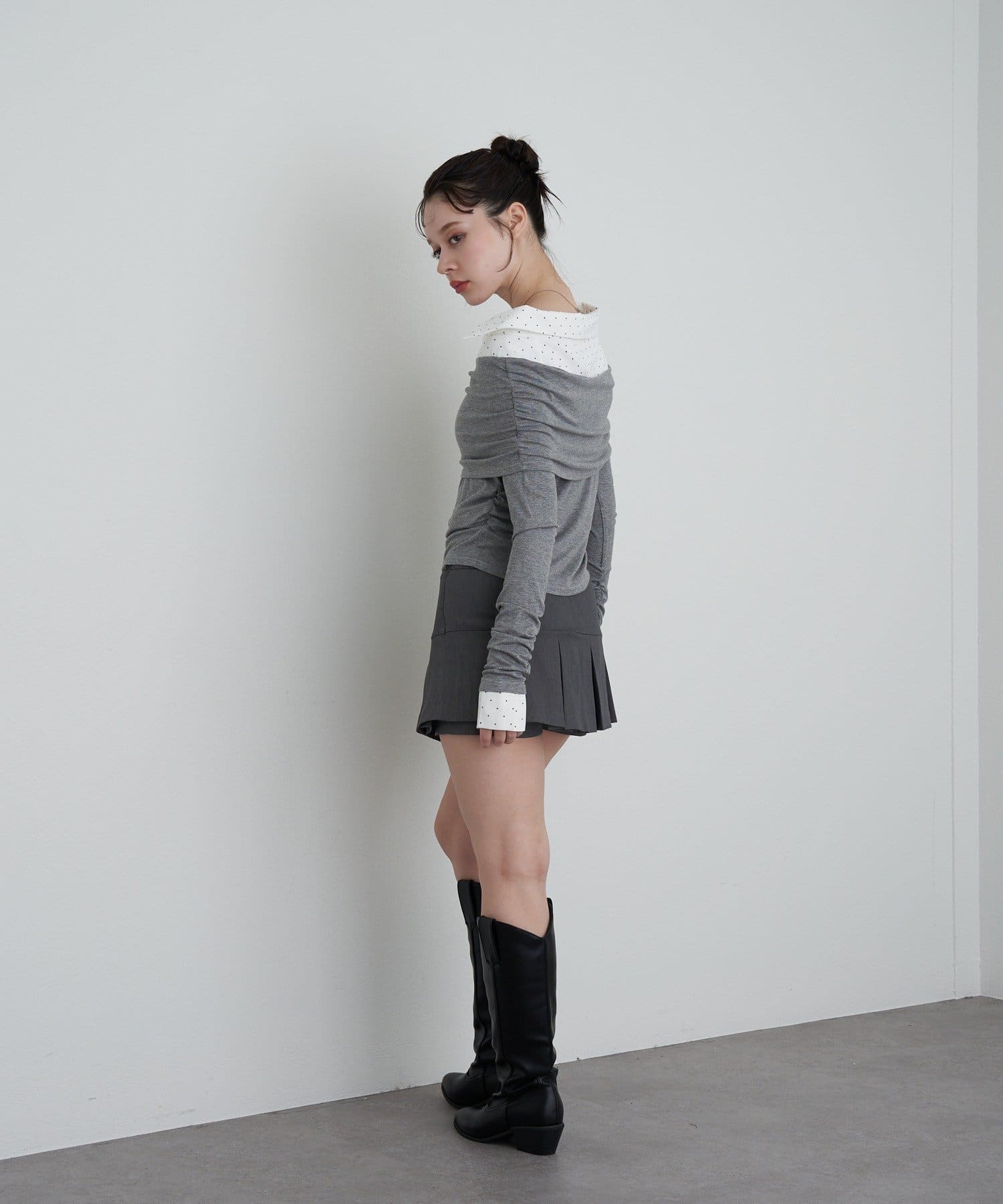 RAY CASSIN(レイカズン) ベルト付ボックスプリーツスカパン