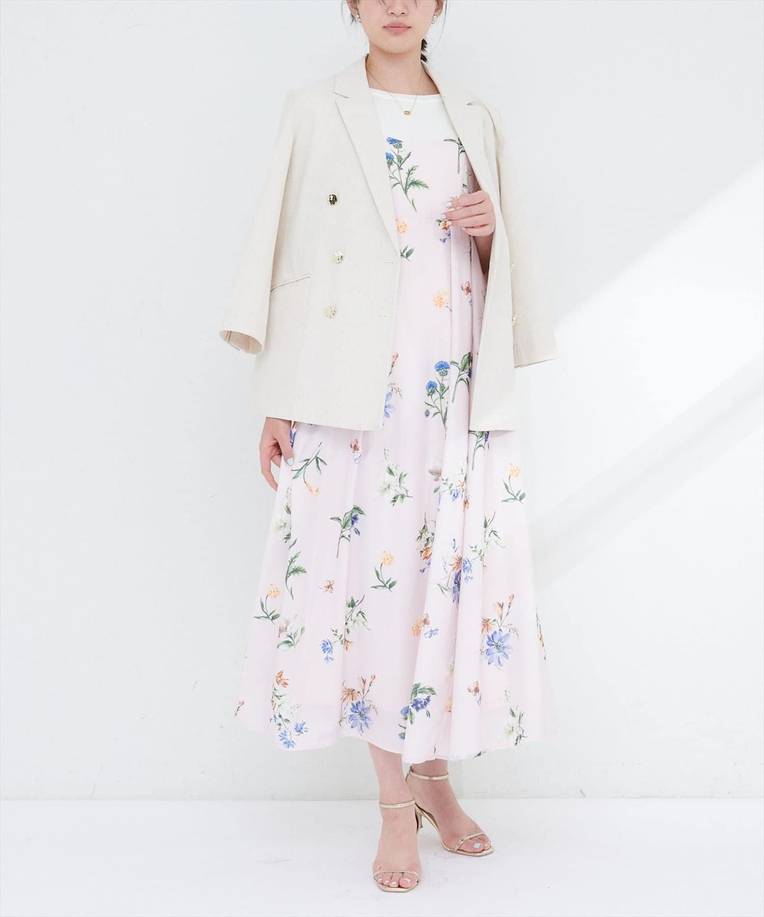 NICE CLAUP / OLIVE des OLIVE OUTLET(ナイスクラップ  / オリーブ デ オリーブ アウトレット) 【natural couture】ガーデンフラワー柄フレアキャミワンピース
