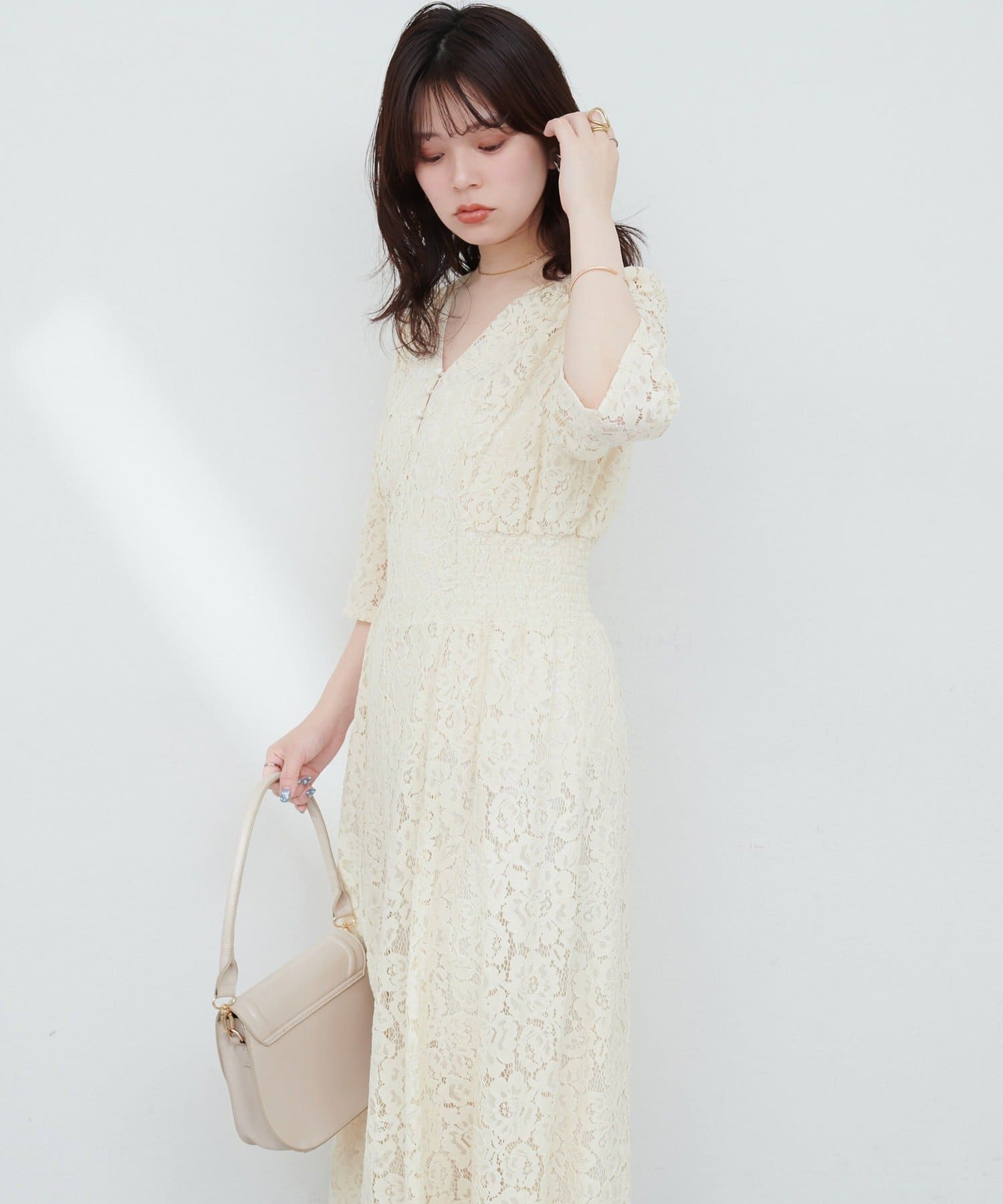 NICE CLAUP / OLIVE des OLIVE OUTLET(ナイスクラップ  / オリーブ デ オリーブ アウトレット) 【natural couture】レトロレースワンピース
