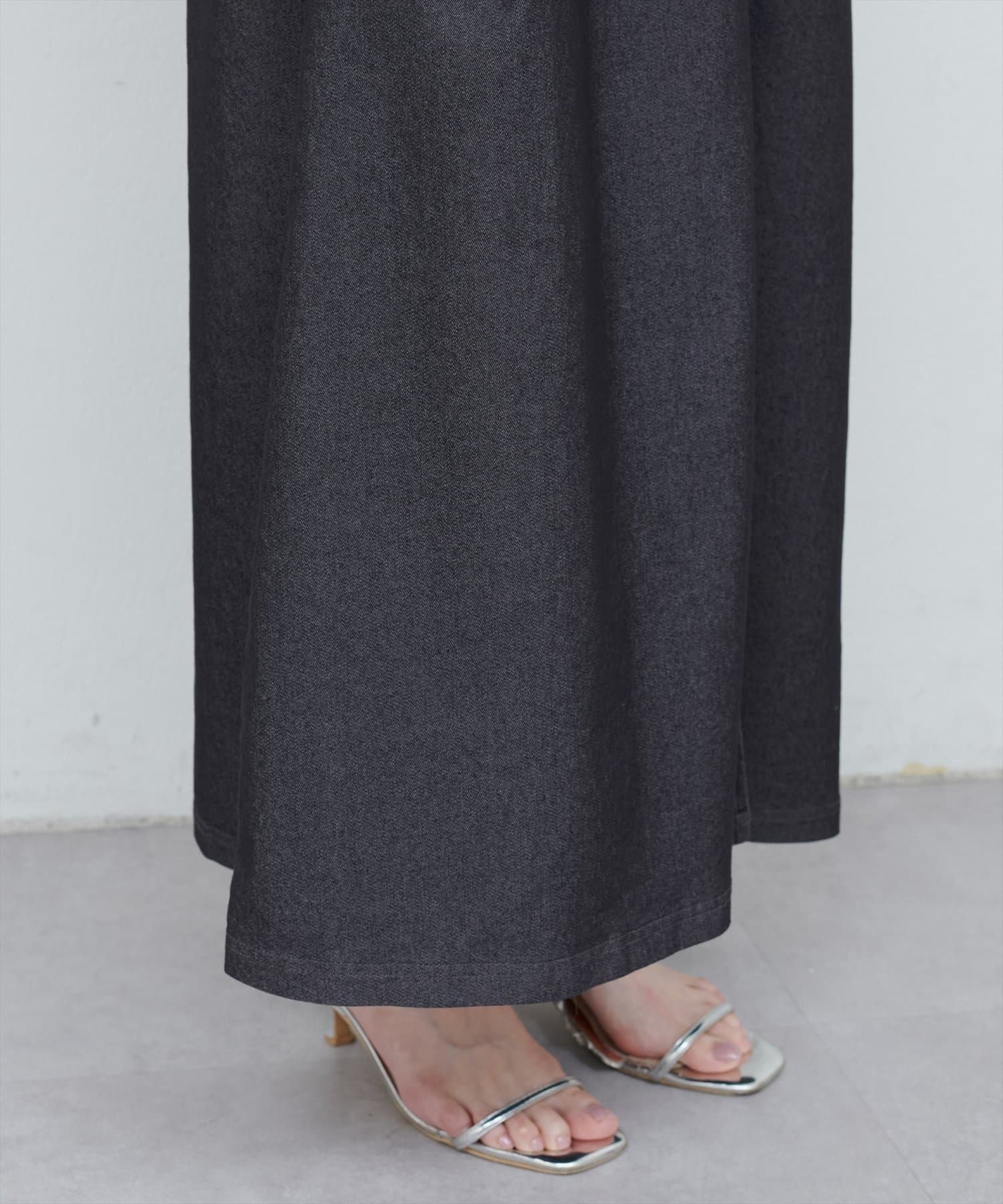 NICE CLAUP / OLIVE des OLIVE OUTLET(ナイスクラップ  / オリーブ デ オリーブ アウトレット) 【natural couture】肩リボンデニムライクジャンスカ
