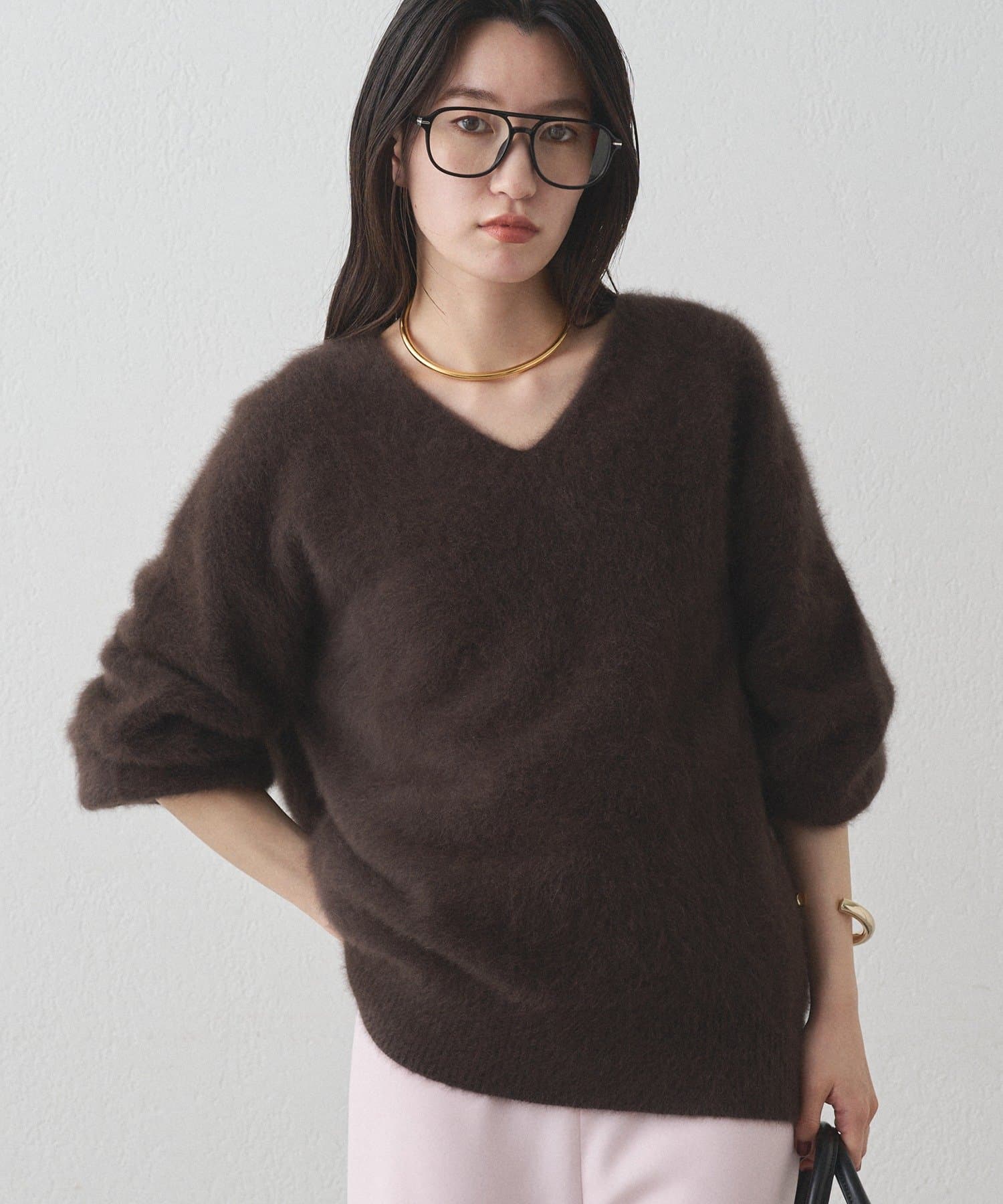 ［新品］ラウンジドレス　FURカシミヤ2WAYニット　モカ LOUNGEDRESS FURカシミヤ2wayニット モカ