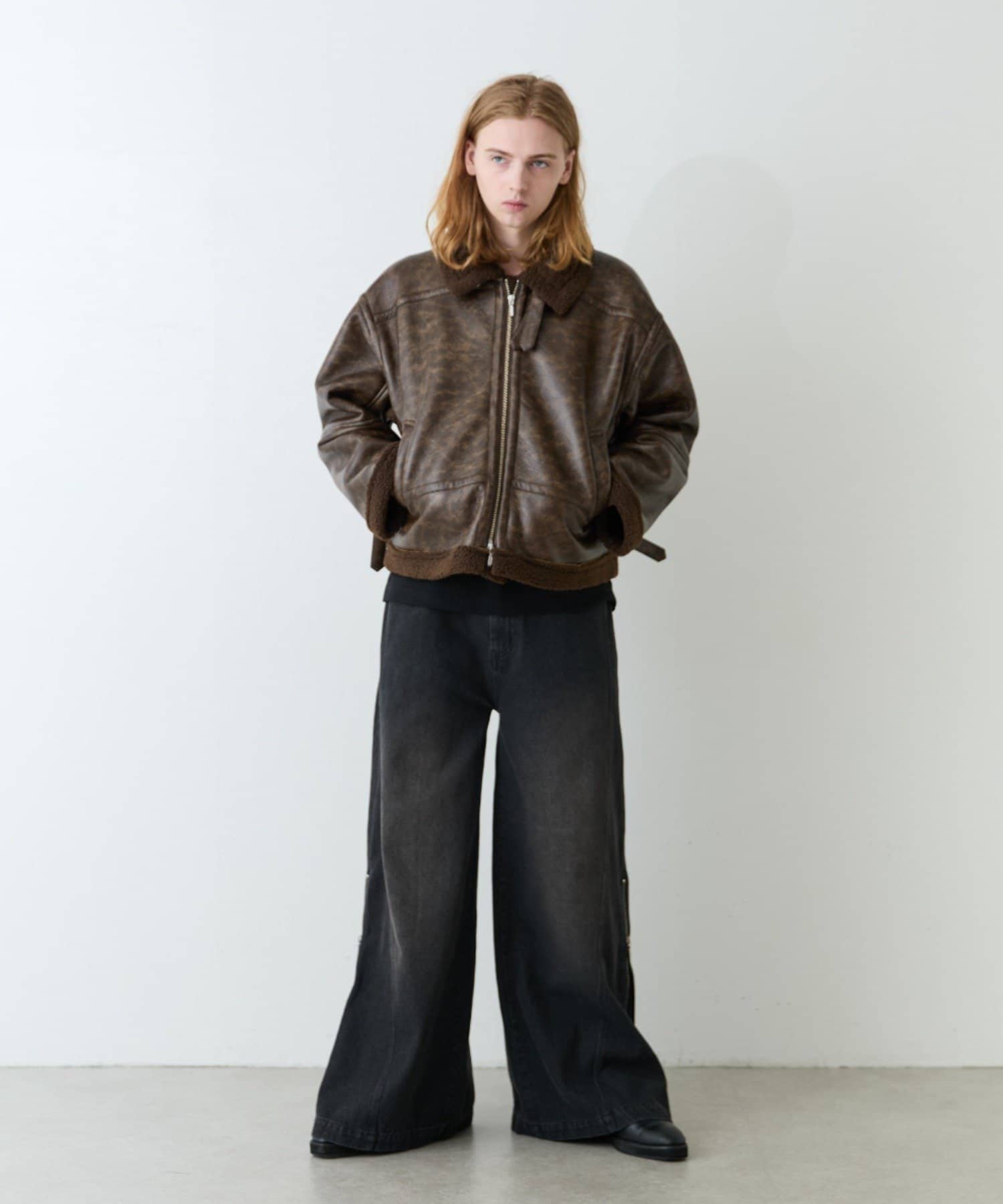 Lui's(ルイス) 【Neucon/ニューコン】ワイドバギーサイドZIPフレアデニムパンツ