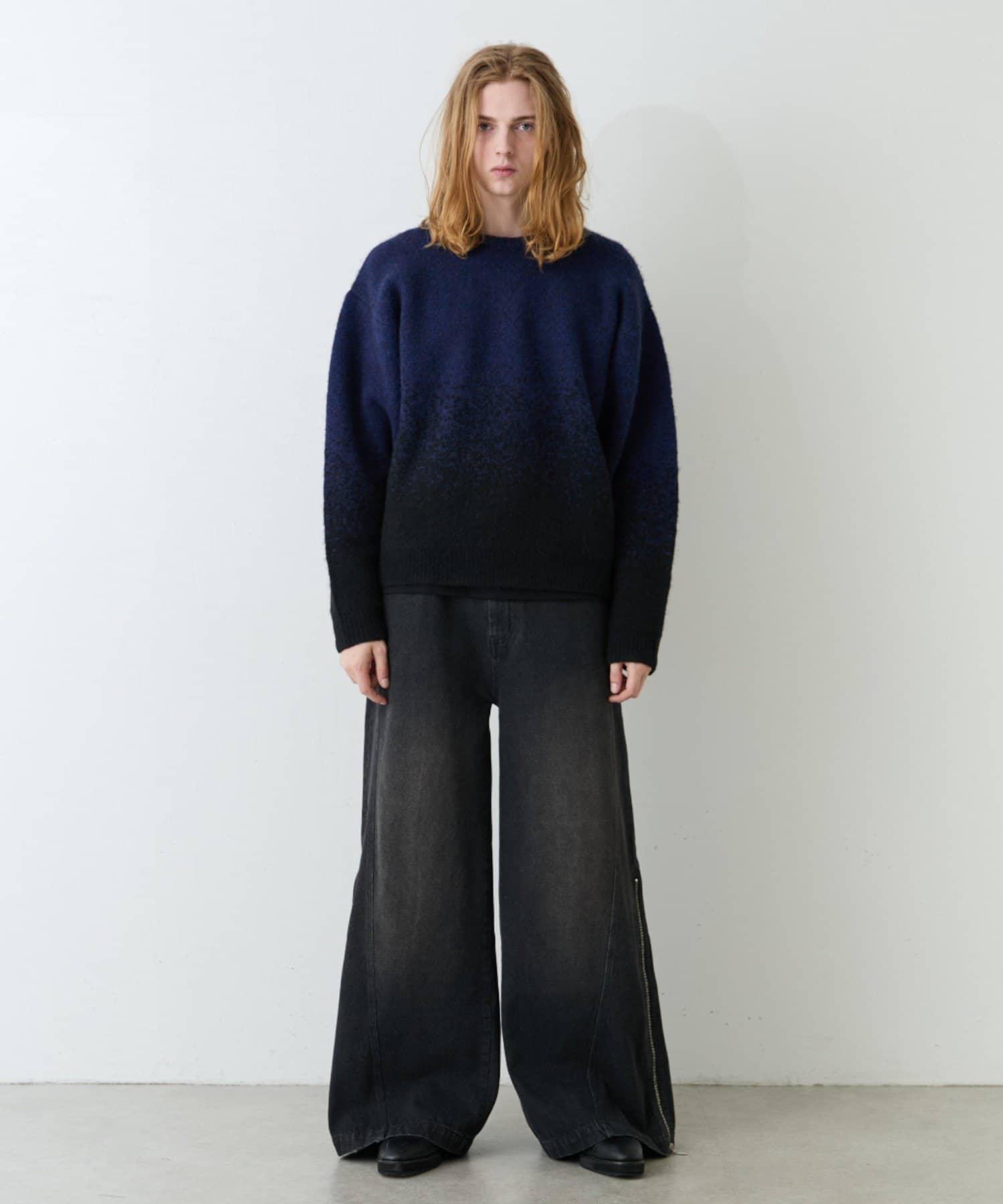 Lui's(ルイス) 【Neucon/ニューコン】ワイドバギーサイドZIPフレアデニムパンツ