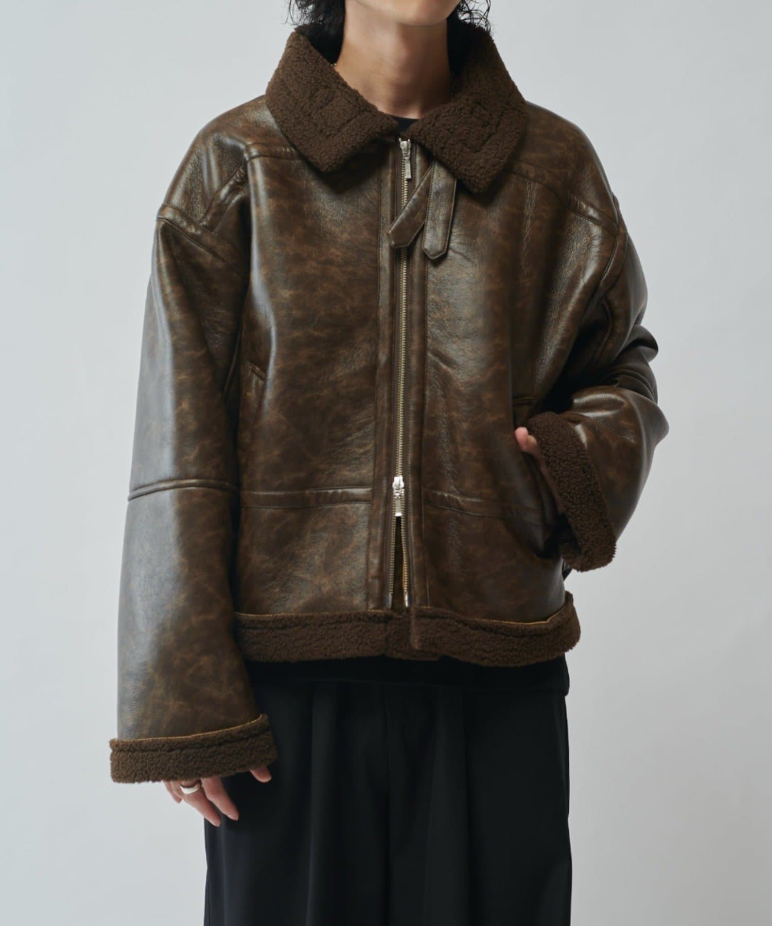 Lui's(ルイス) 【Neucon/ニューコン】ヴィンテージムートンクロップドワイドブルゾン