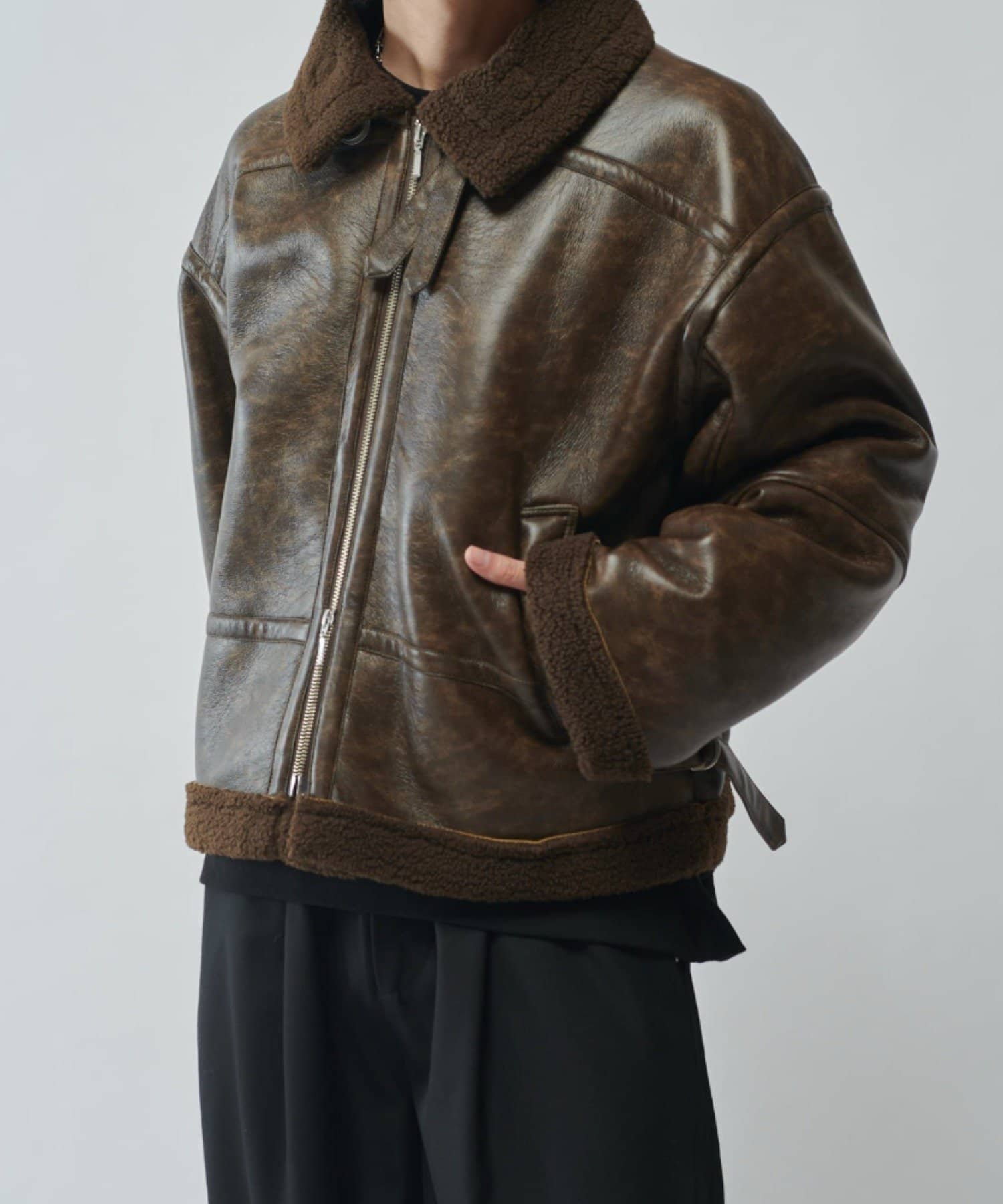 Lui's(ルイス) 【Neucon/ニューコン】ヴィンテージムートンクロップドワイドブルゾン