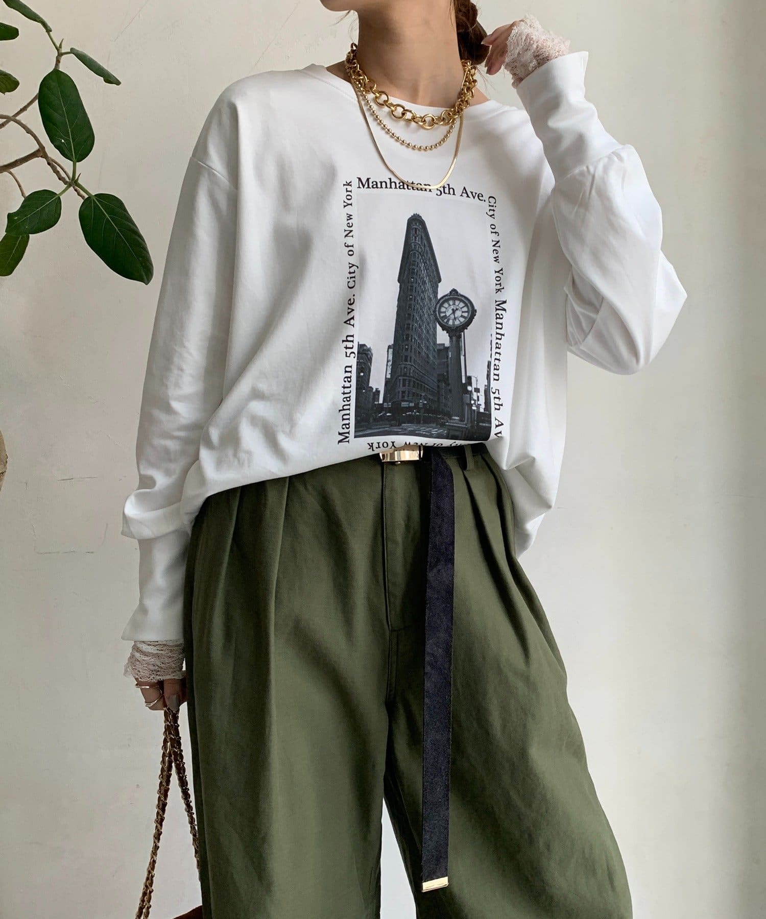 DOUDOU オーバーサイズTシャツ ＆ビッグプリント オーバーサイズTシャツ＜ホワイト＞(S