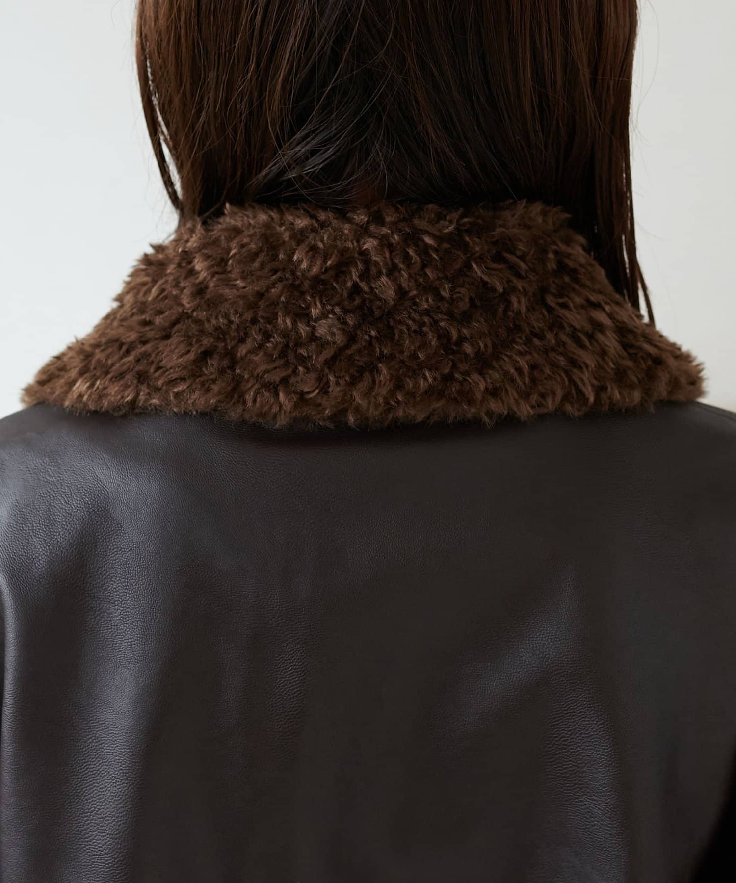 DISCOAT(ディスコート) 【衿取り外し可能/ユニセックス】ボア衿付きフェイクレザーブルゾン