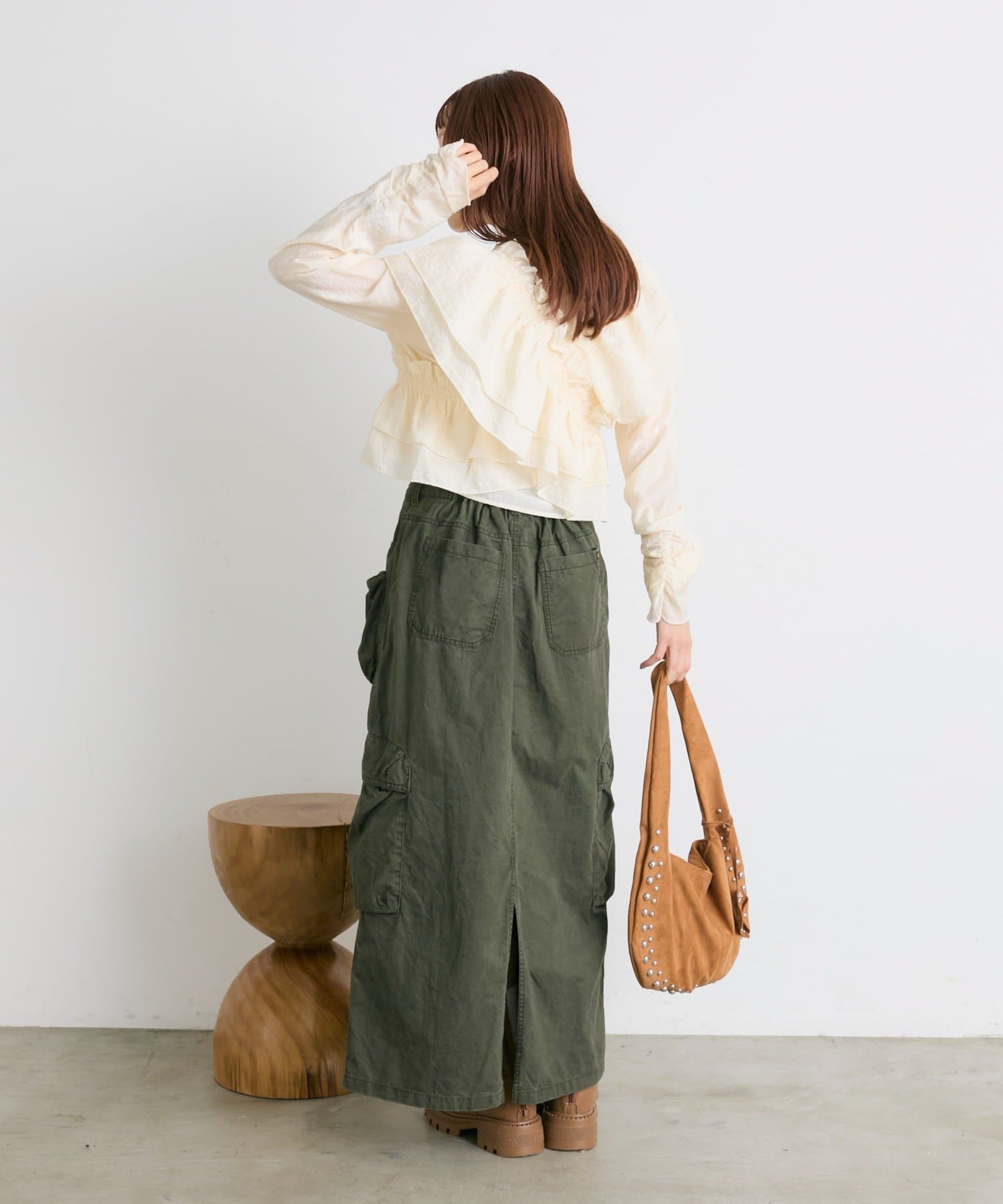 w closet(ダブルクローゼット) 【25AW】【ポケット付き】マルチポケットカーゴスカート