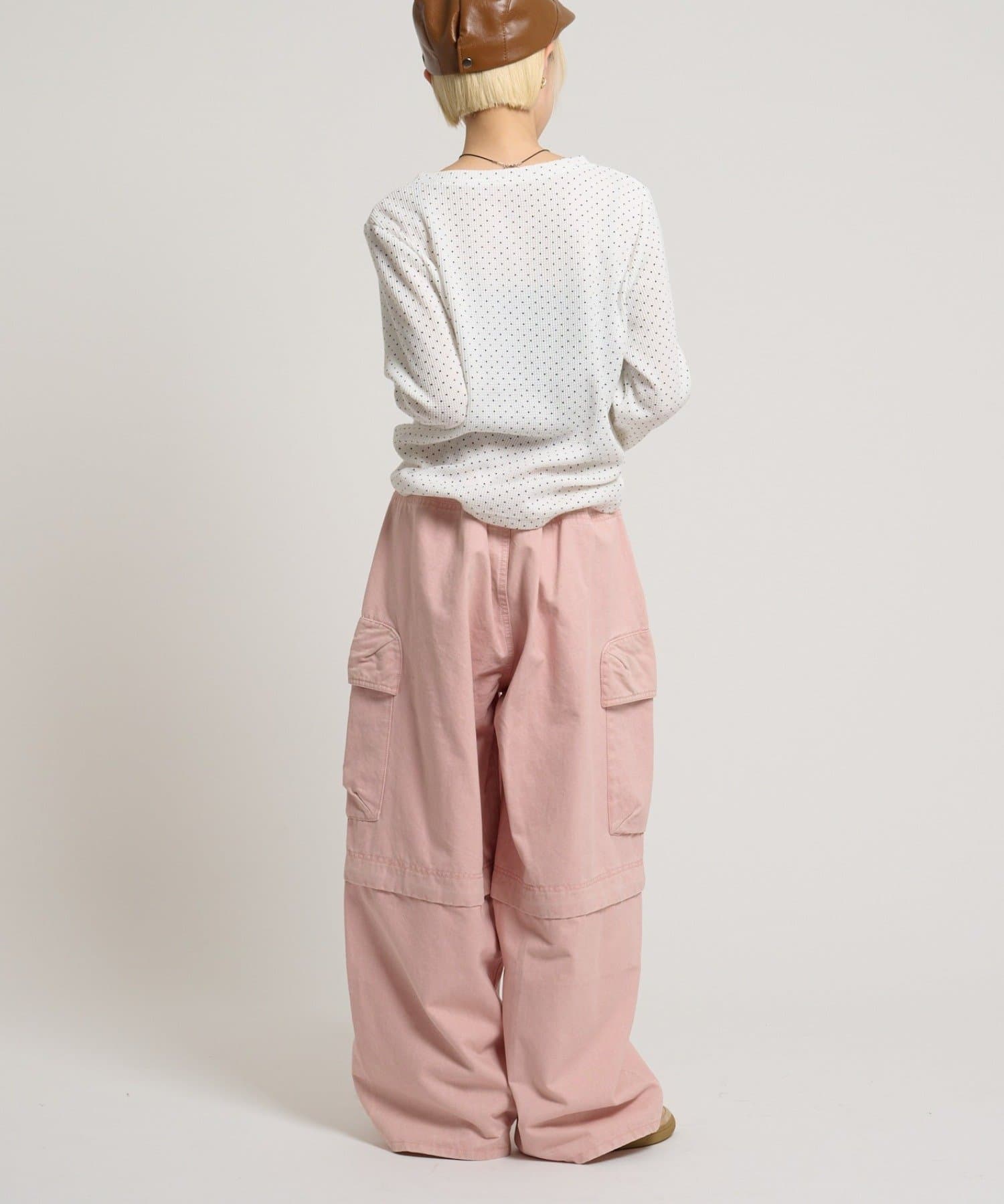 w closet(ダブルクローゼット) 【新色ピンク・ブラウン登場！】2WAYカーゴパンツ