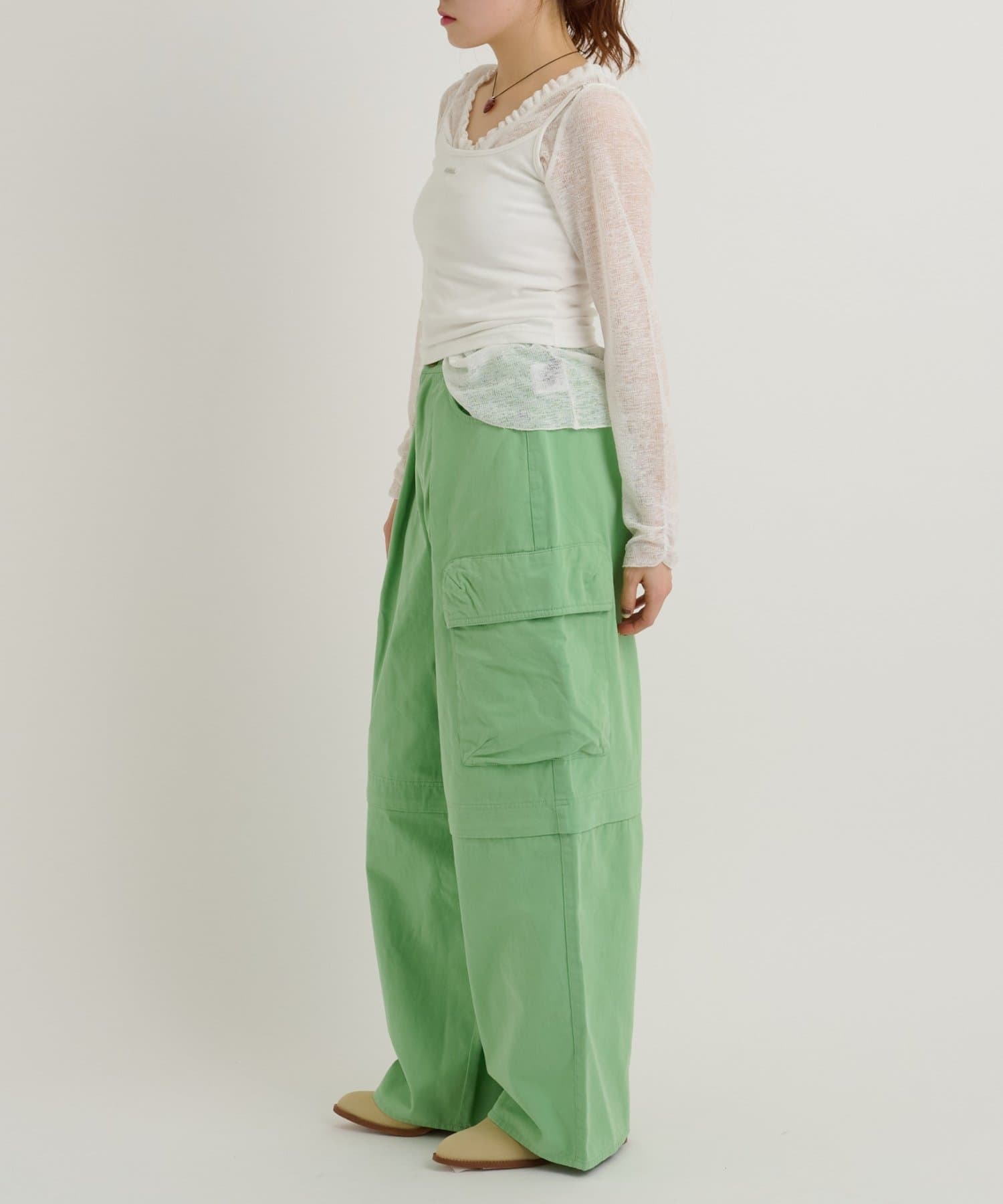 w closet(ダブルクローゼット) 【新色ピンク・ブラウン登場！】2WAYカーゴパンツ