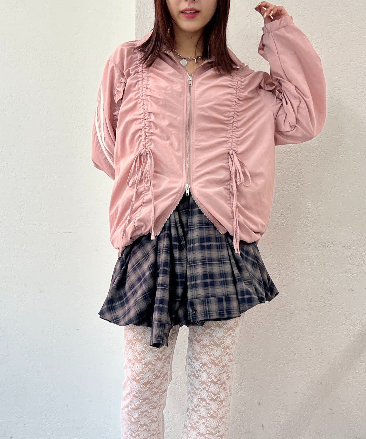w closet(ダブルクローゼット) 【25AW】リボンラインZIPブルゾン
