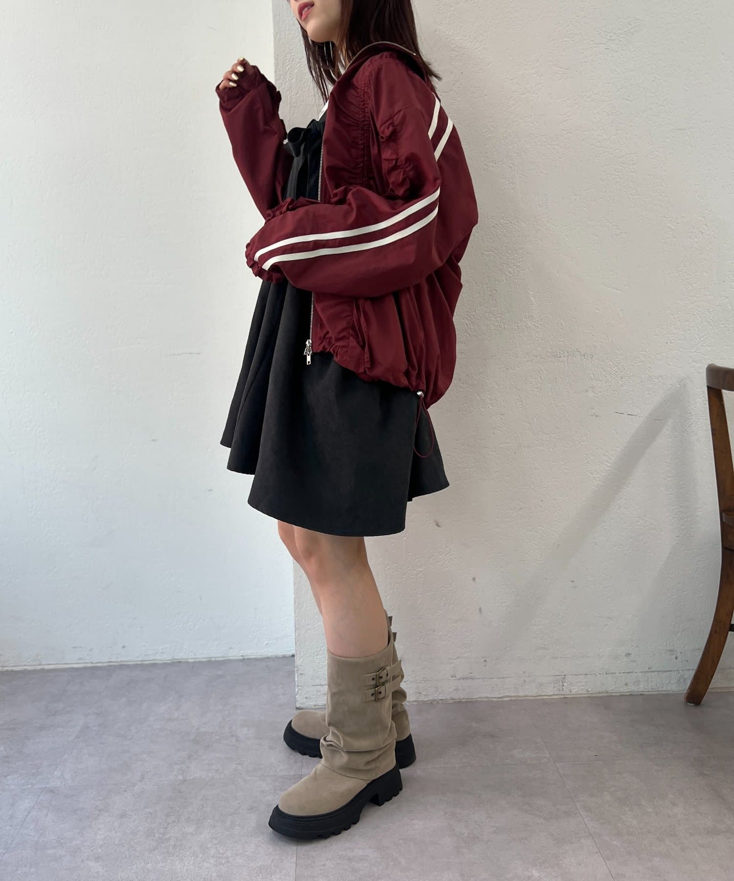 w closet(ダブルクローゼット) 【25AW/2サイズ展開】リボンラインZIPブルゾン