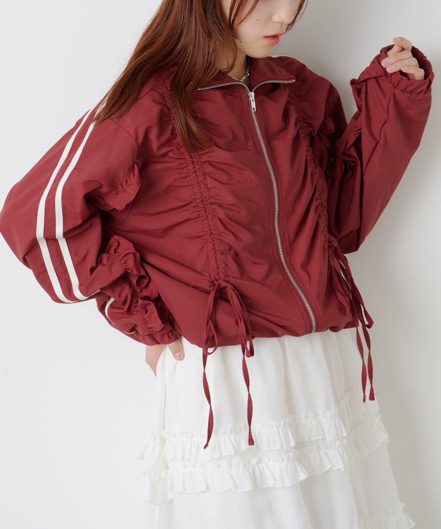 w closet(ダブルクローゼット) 【25AW/2サイズ展開】リボンラインZIPブルゾン
