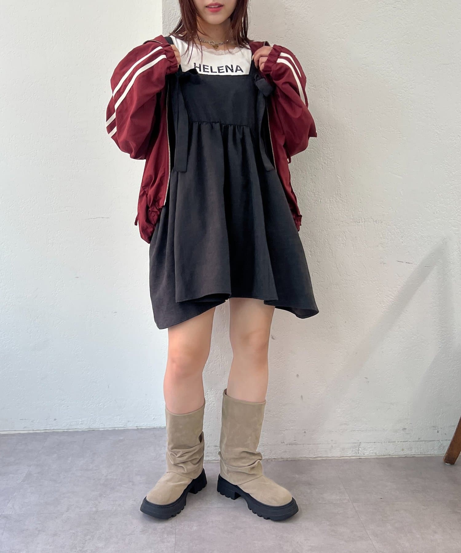 w closet(ダブルクローゼット) 【25AW】リボンラインZIPブルゾン