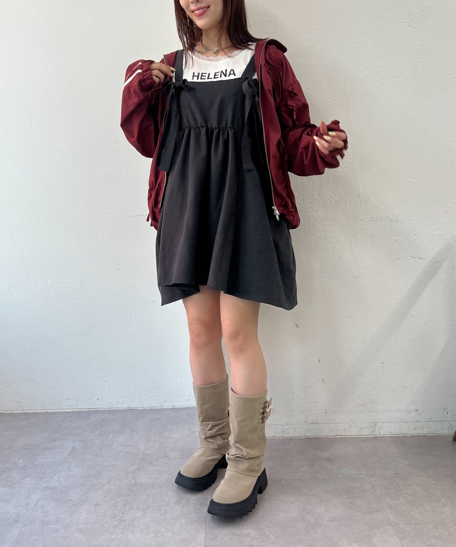 w closet(ダブルクローゼット) 【25AW/2サイズ展開】リボンラインZIPブルゾン