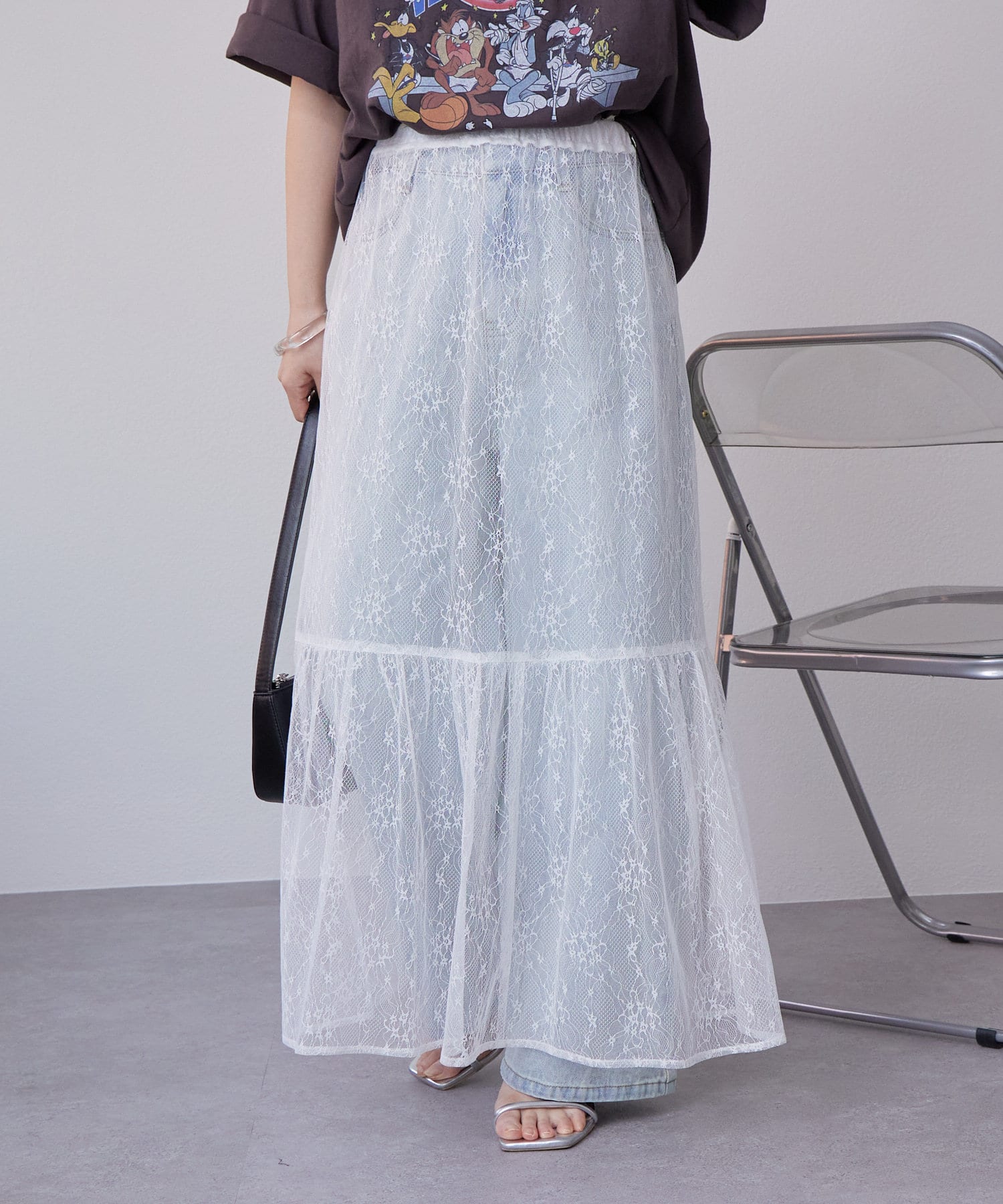 OUTLET(アウトレット) 【mystic】切り替えレーススカート