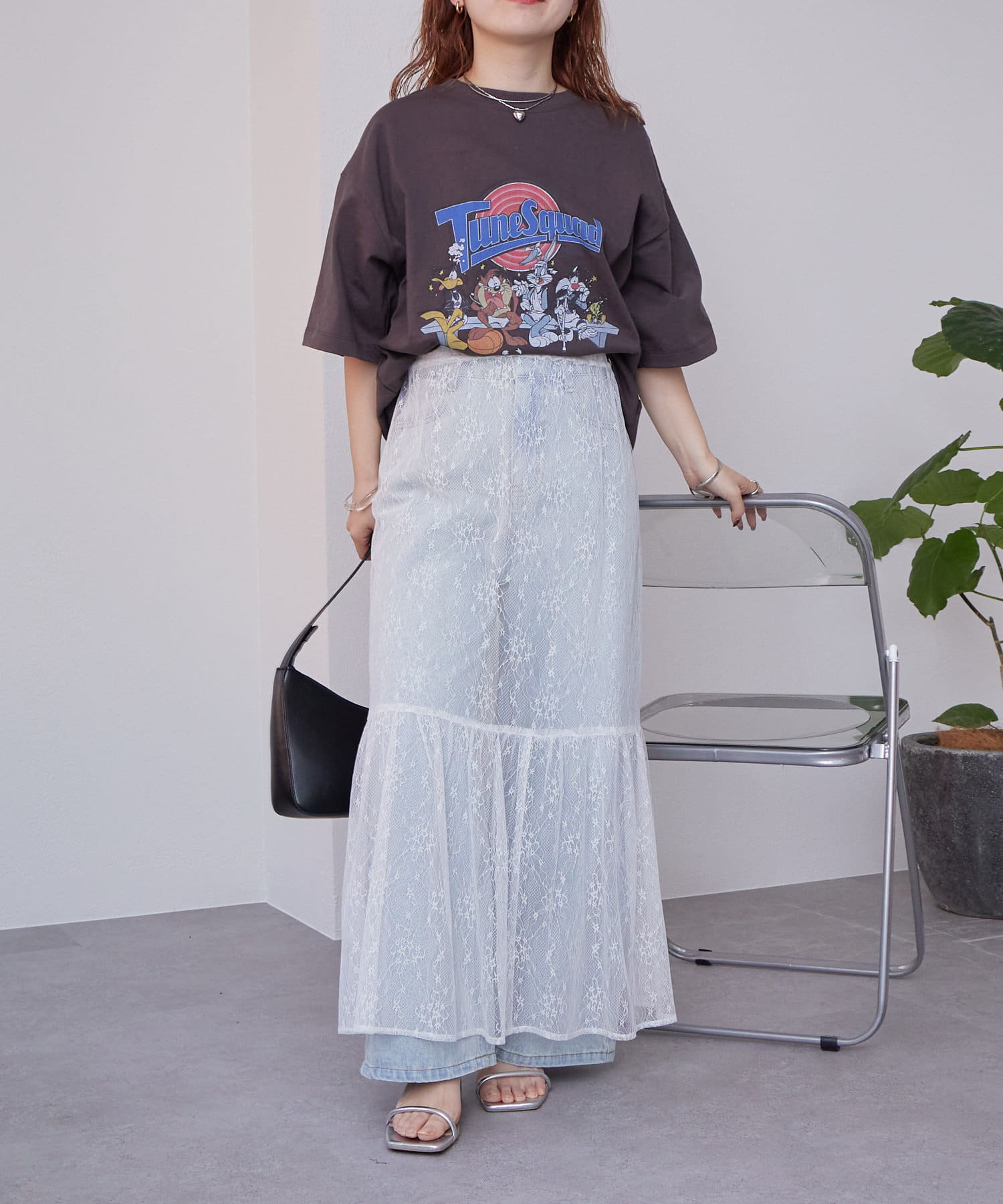 OUTLET(アウトレット) 【mystic】切り替えレーススカート