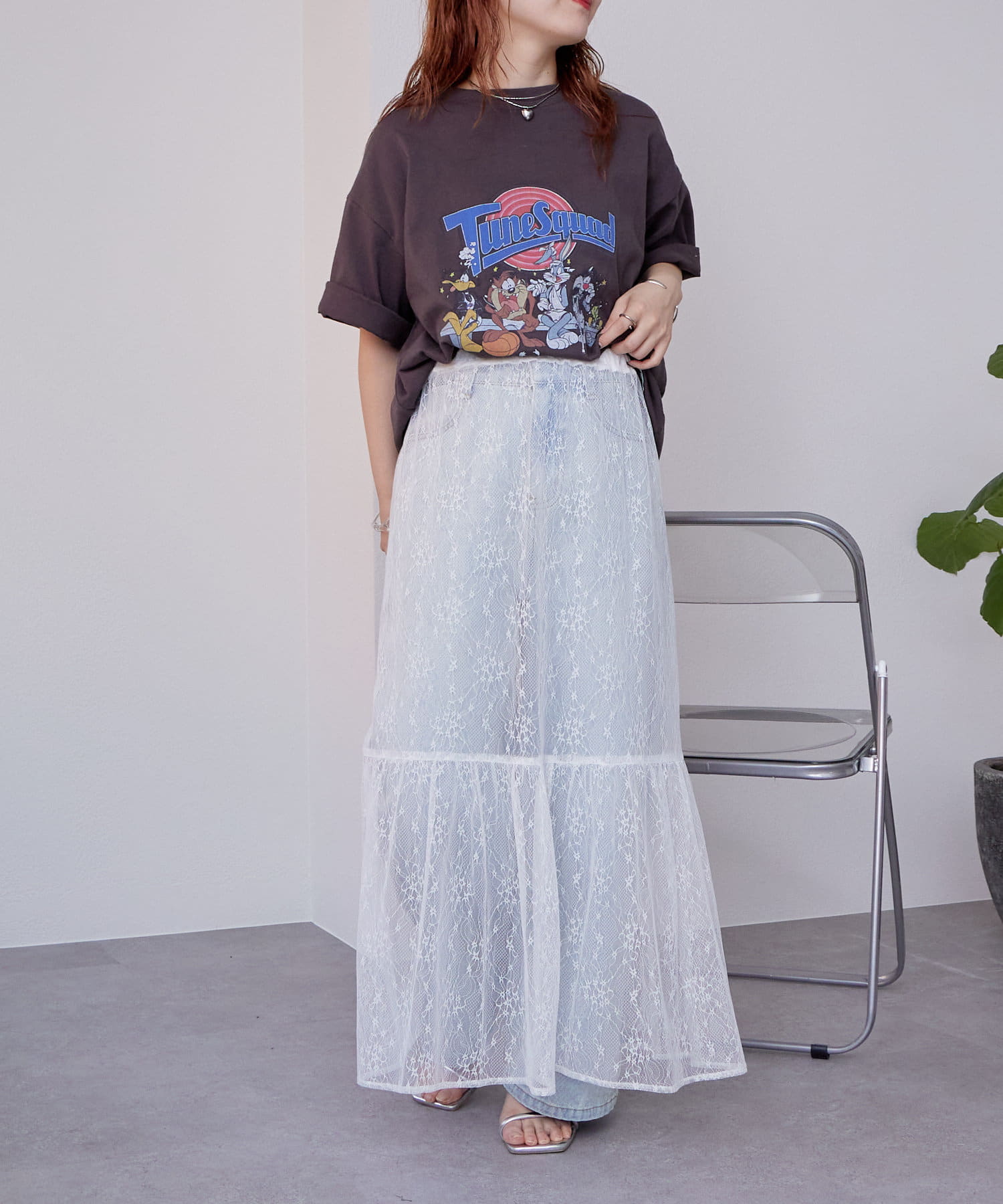 OUTLET(アウトレット) 【mystic】切り替えレーススカート