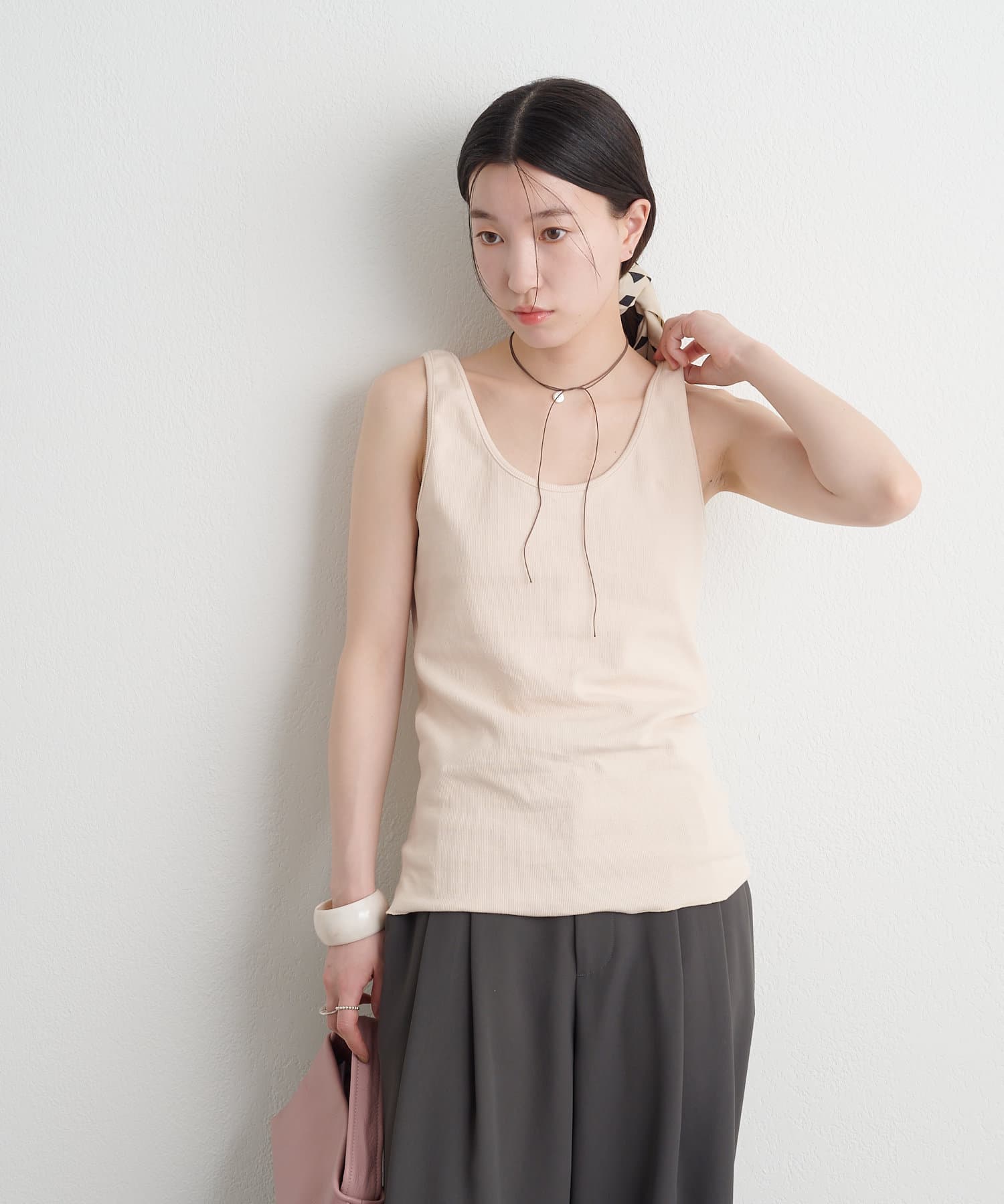 OUTLET(アウトレット) 【Omekashi】2WAYリブボタンタンク