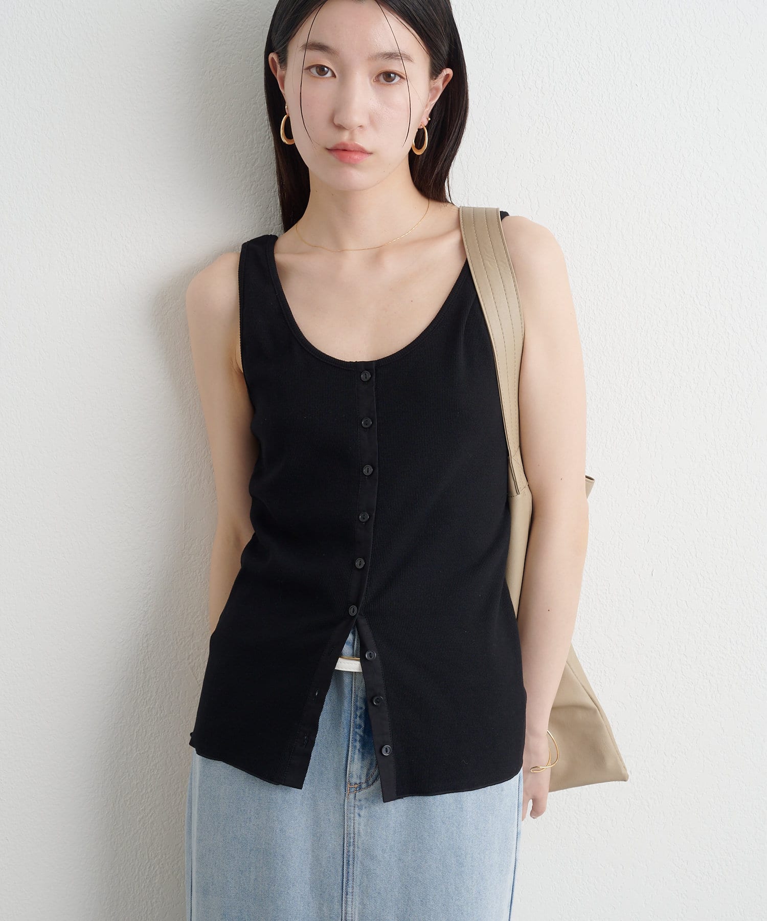 OUTLET(アウトレット) 【Omekashi】2WAYリブボタンタンク