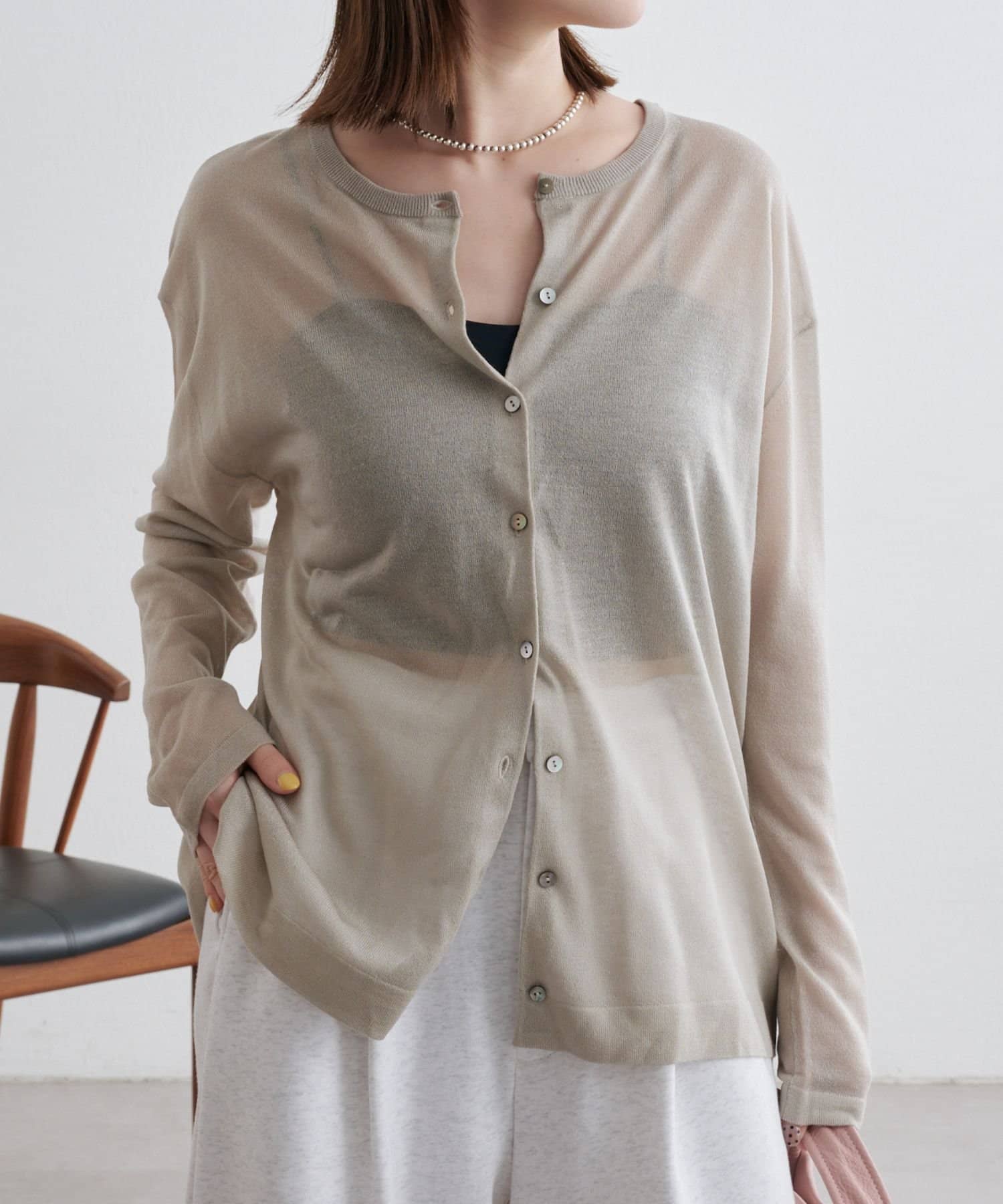 OUTLET(アウトレット) 【Omekashi】2WAYシアーニットカーディガン