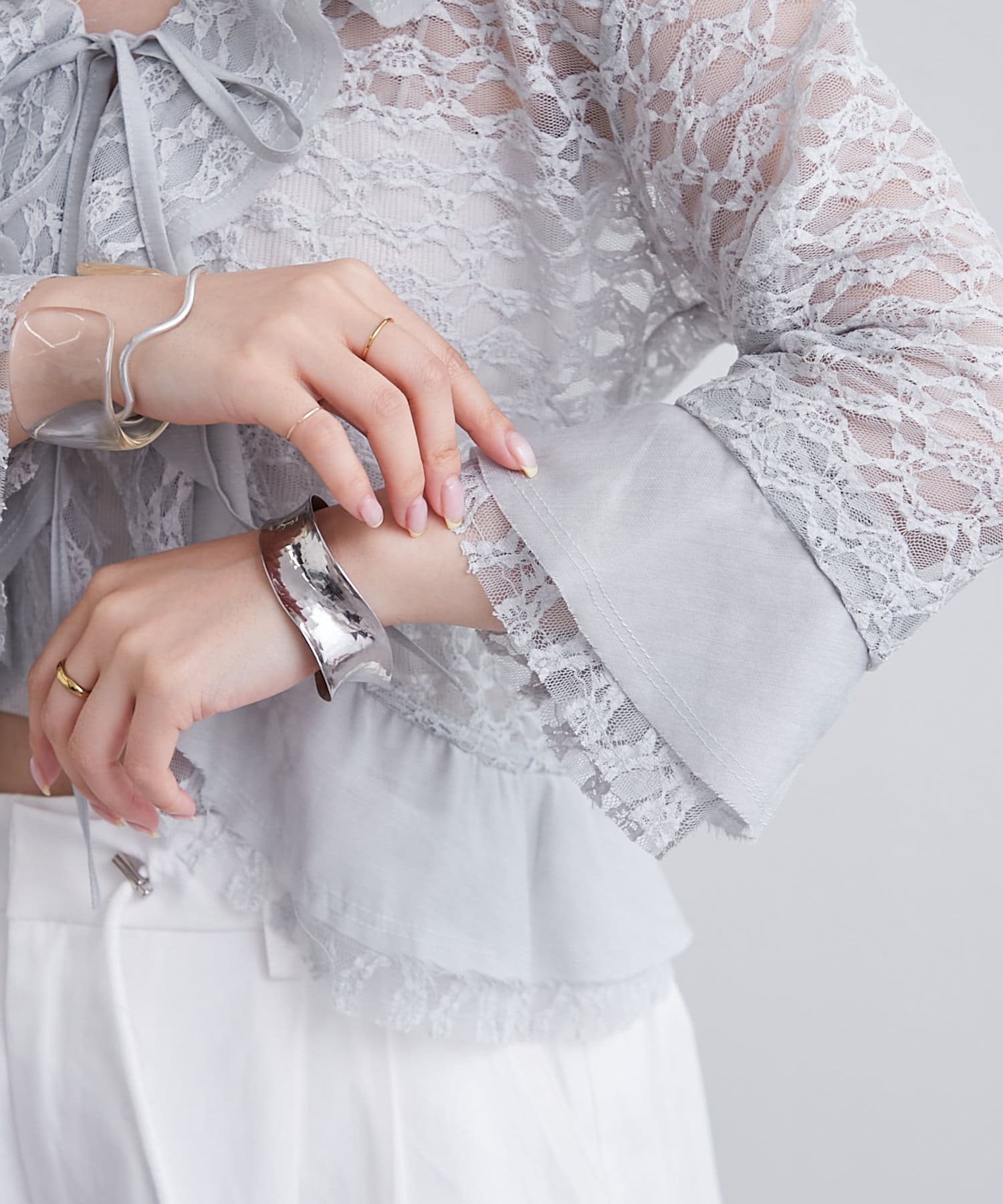 OUTLET(アウトレット) 【mystic】フリルレースカーディガン