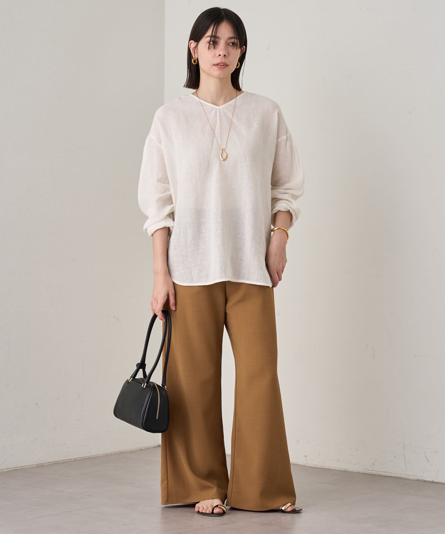 Loungedress　ラウンジドレス　プルオーバー　トップス　リネン　2WAY Loungedress】メッシュリネン2WAYルーズプルオーバー | OUTLET