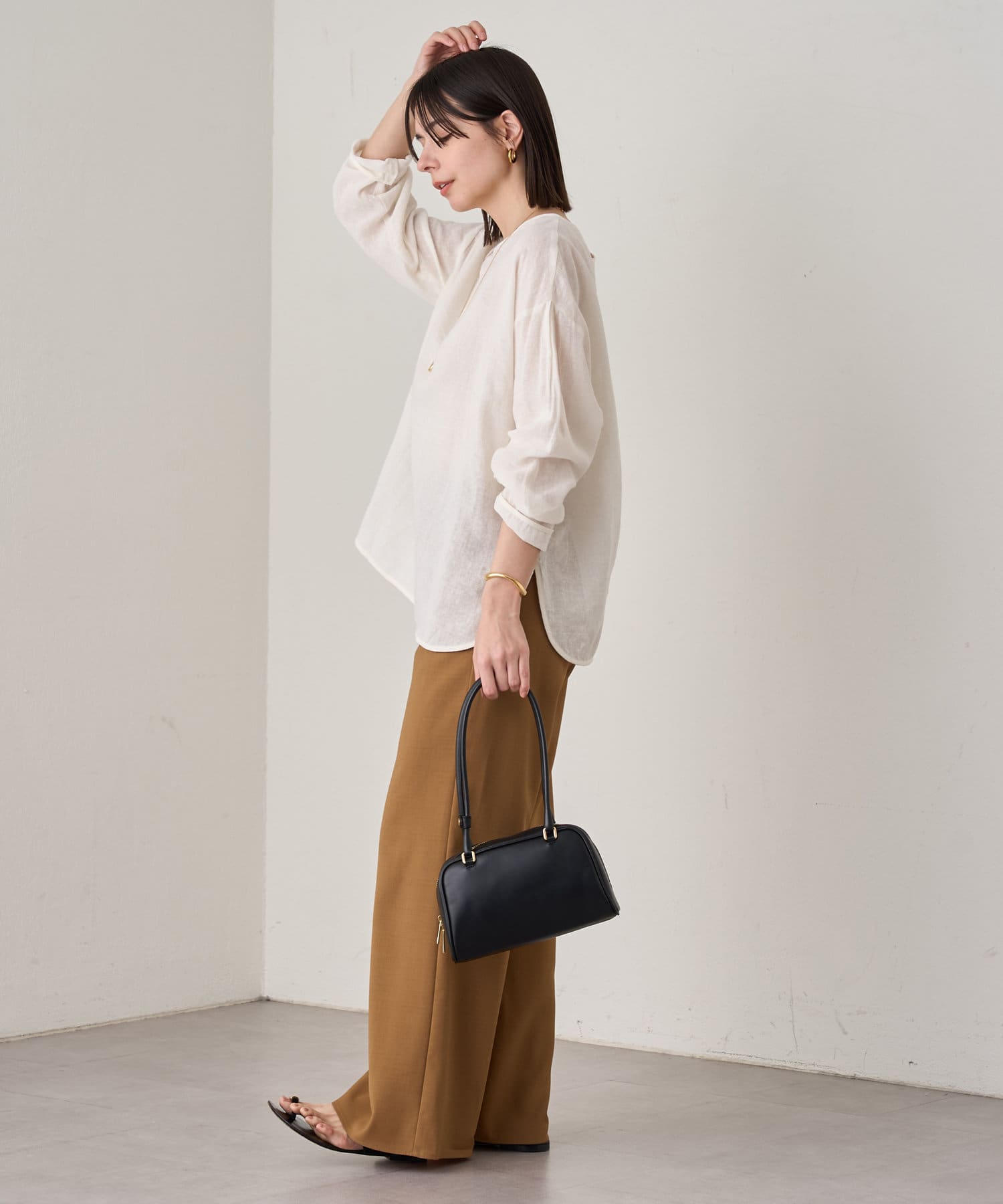 新品　ラウンジドレス　メッシュリネン2WAYルーズプルオーバー　ホワイト Loungedress】メッシュリネン2WAYルーズプルオーバー | OUTLET