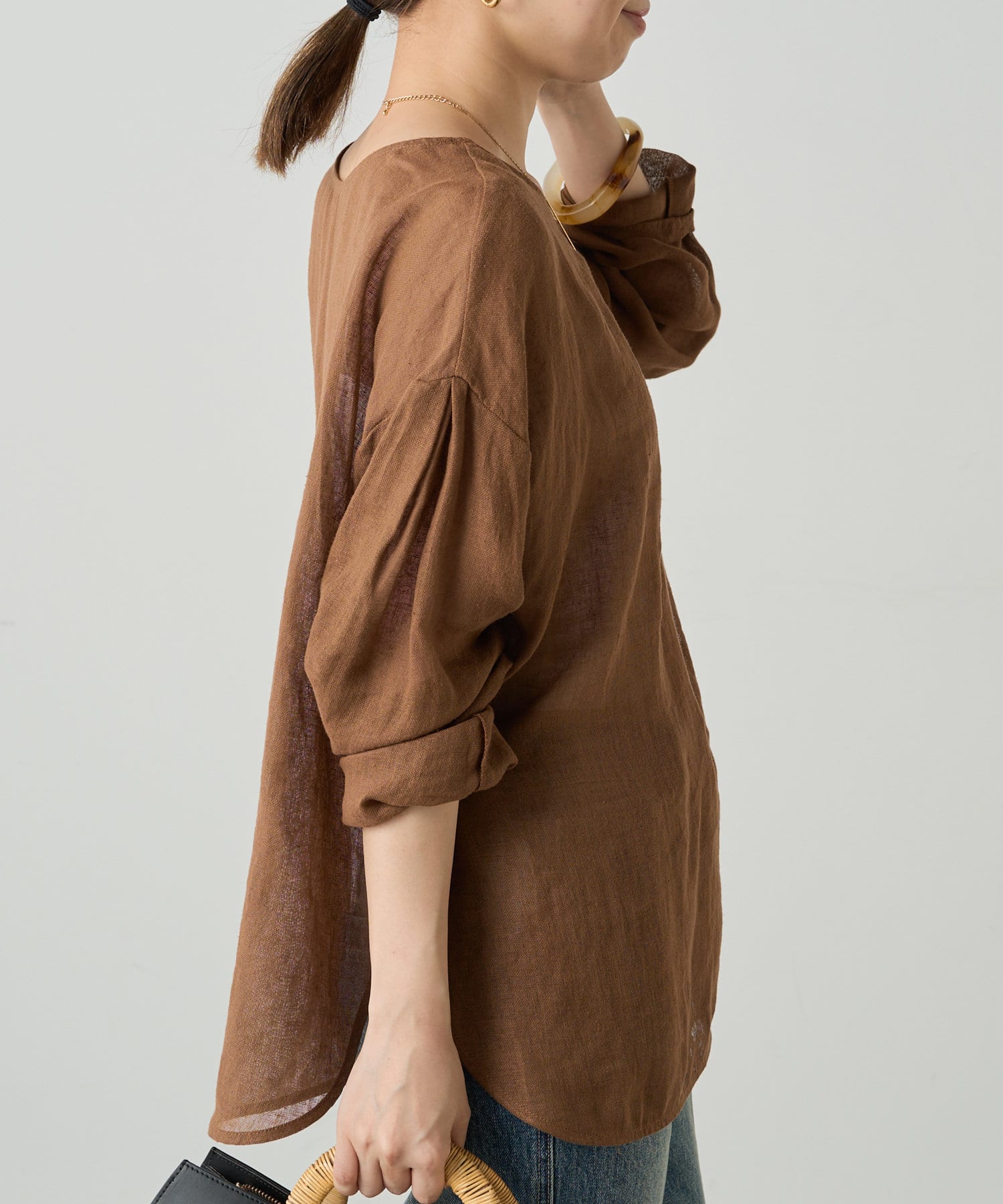 OUTLET(アウトレット) 【Loungedress】メッシュリネン2WAYルーズプルオーバー