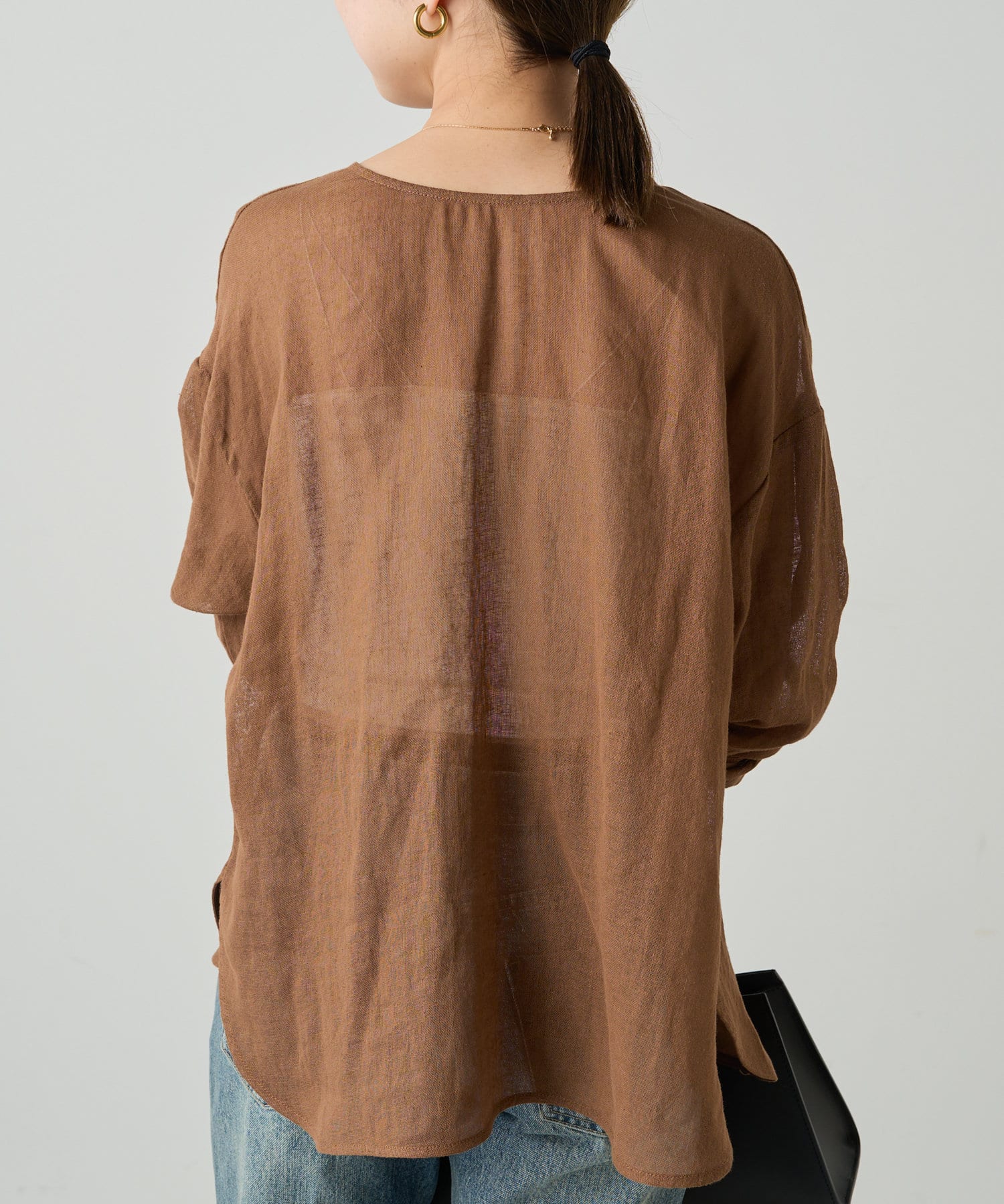 OUTLET(アウトレット) 【Loungedress】メッシュリネン2WAYルーズプルオーバー