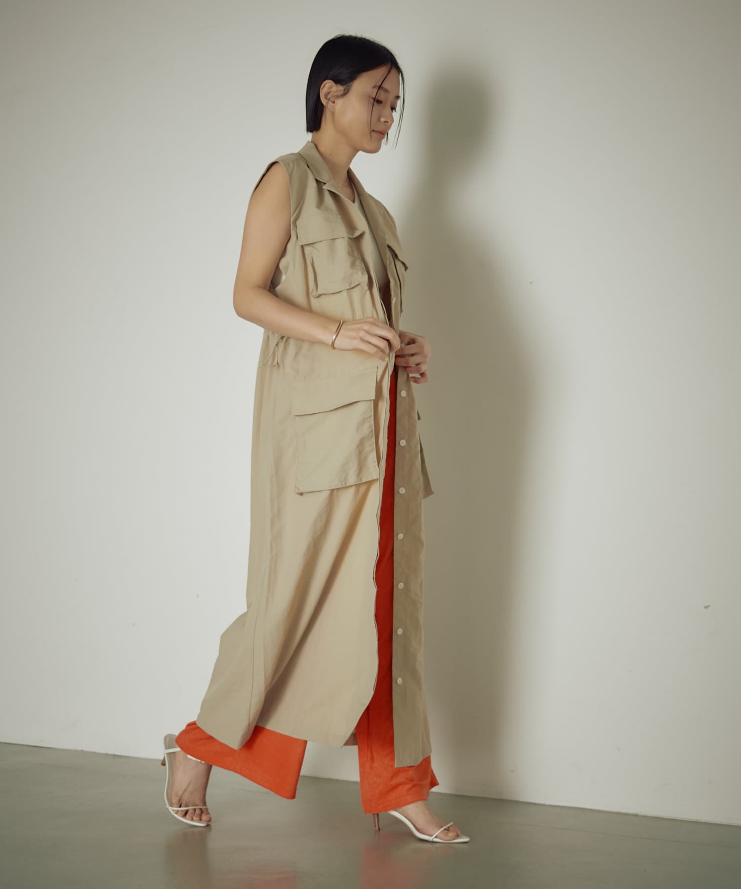 OUTLET(アウトレット) 【earthy_】ナイロンロングベストワンピース