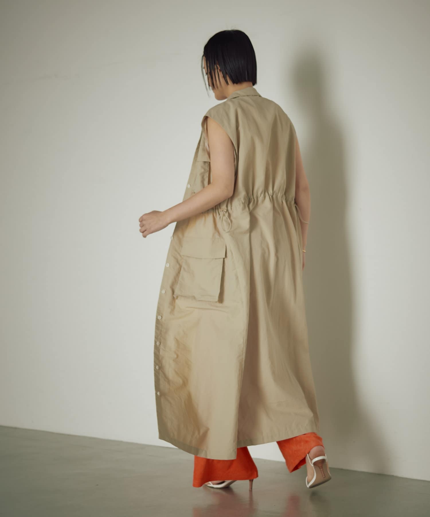 OUTLET(アウトレット) 【earthy_】ナイロンロングベストワンピース