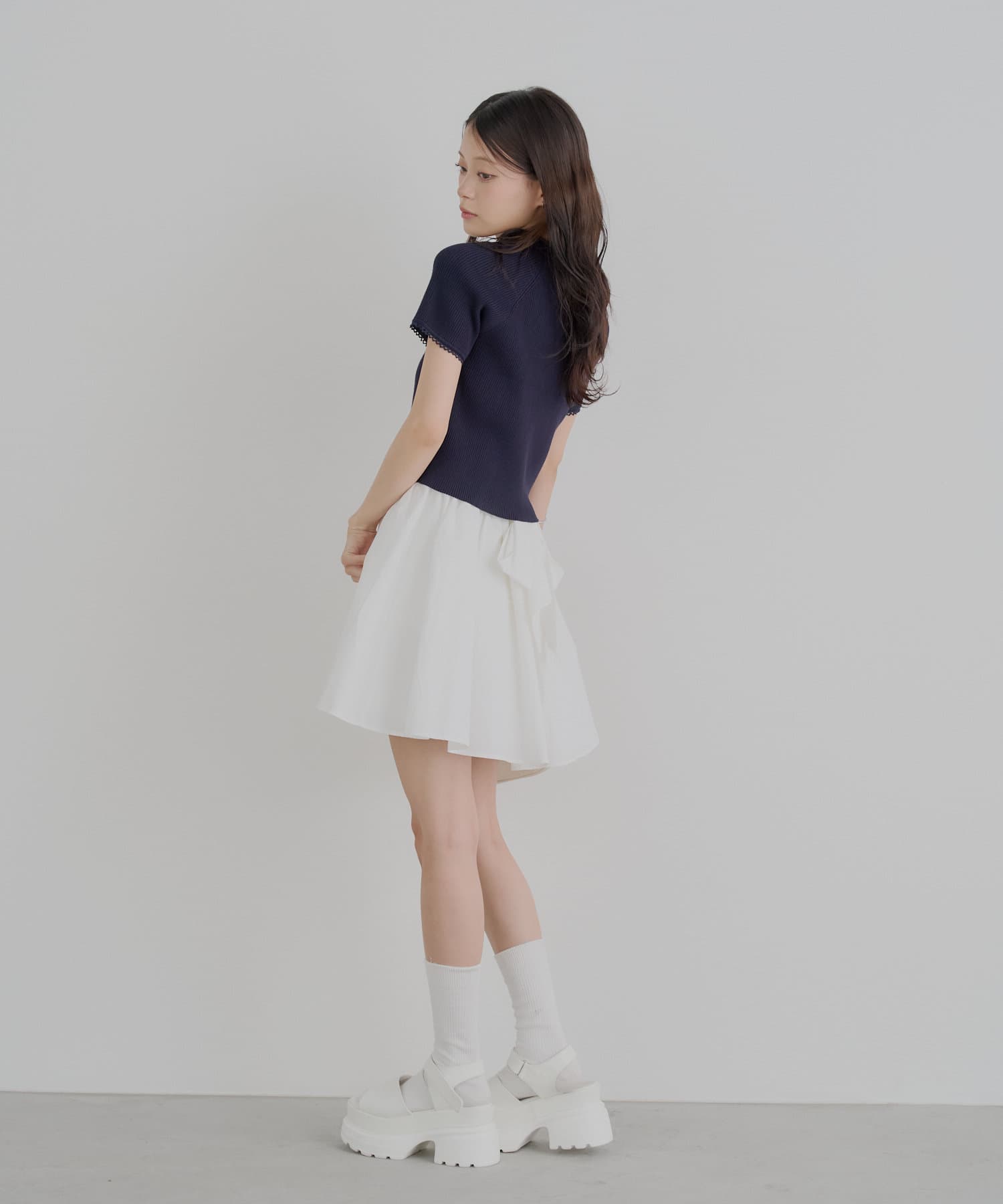 Chico】バックリボン付ボリュームフレアミニスカート | OUTLET