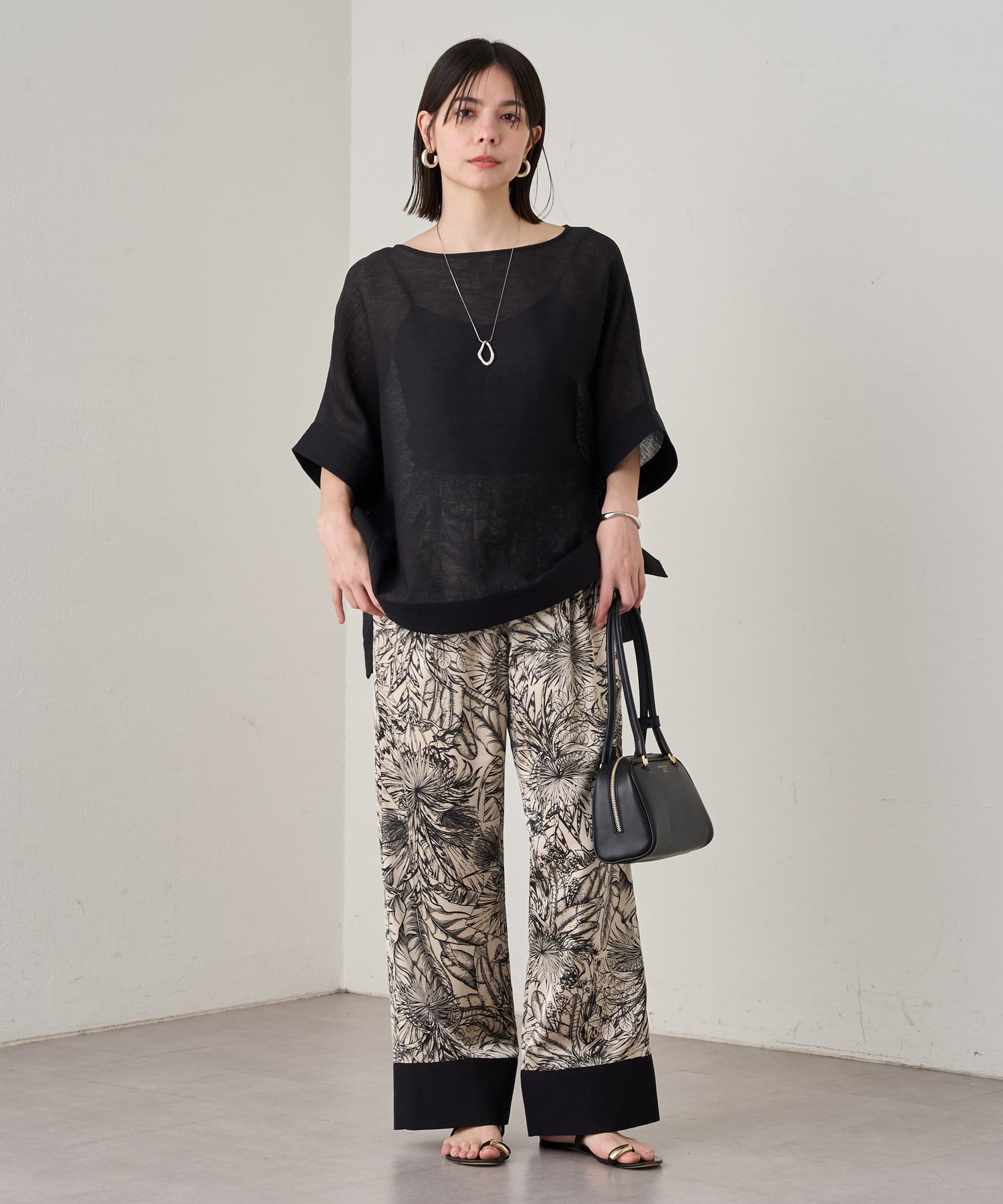 ラウンジドレス LOUNGEDRESS シアーブラウス ゼブラ柄 チュニック丈 透け感 黒 白 送料無料 i0417m0173 中古 古着 ブランド古着DB Loungedress】シアースクエアブラウス | OUTLET(アウトレット