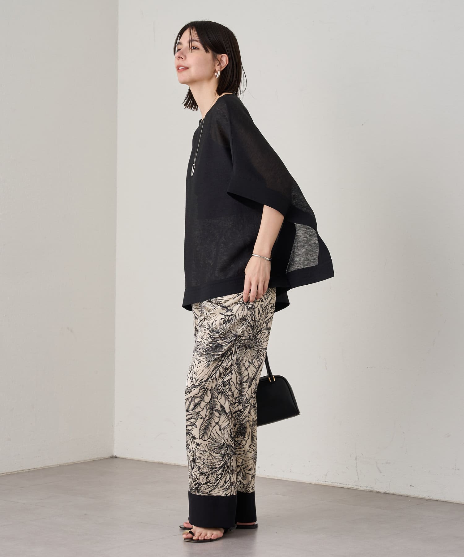 ラウンジドレス LOUNGEDRESS シアーブラウス ゼブラ柄 チュニック丈 透け感 黒 白 送料無料 i0417m0173 中古 古着 ブランド古着DB セール】コットンレースチュニック（シャツ/ブラウス
