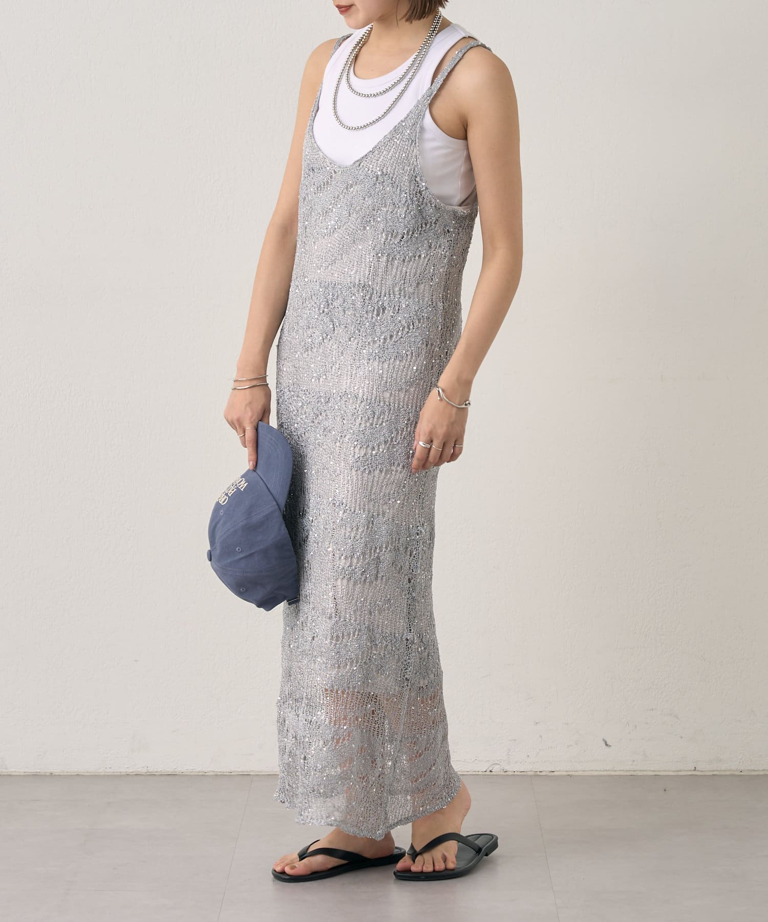 SHENERY】透かし編スパンコールキャミドレス | OUTLET