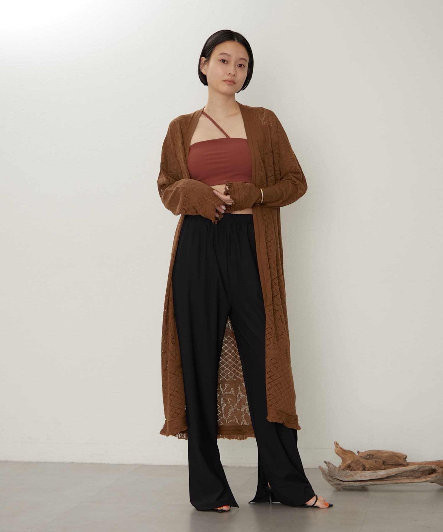 earthy_】レースニットロングカーデ | OUTLET(アウトレット