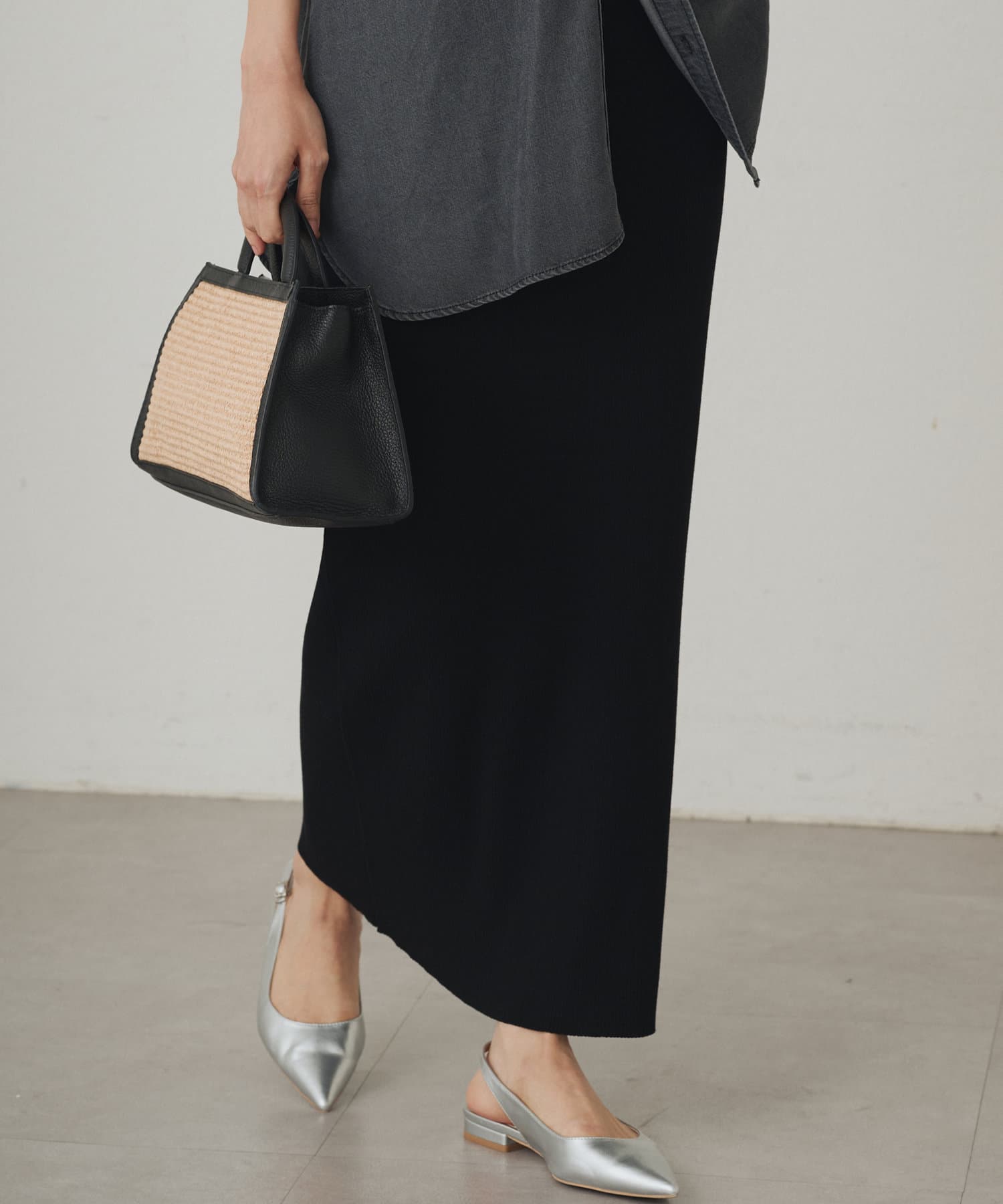 新品　Loungedress ハイツイストニットスカート　ラウンジドレス　黒 Loungedress】ハイツイストニットスカート | OUTLET