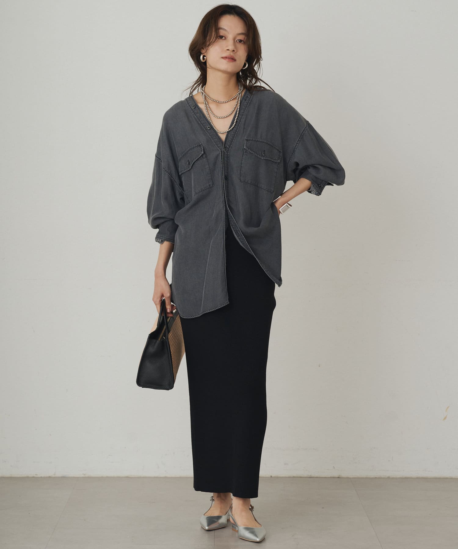 新品　Loungedress ハイツイストニットスカート　ラウンジドレス　黒 Loungedress】ハイツイストニットスカート | OUTLET