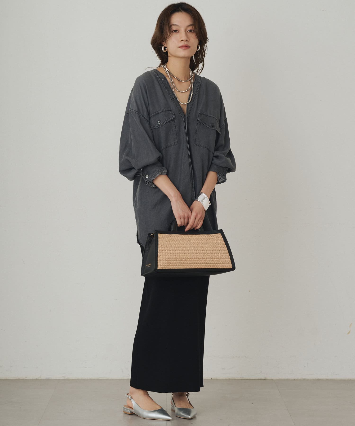 新品　Loungedress ハイツイストニットスカート　ラウンジドレス　黒 Loungedress】ハイツイストニットスカート | OUTLET