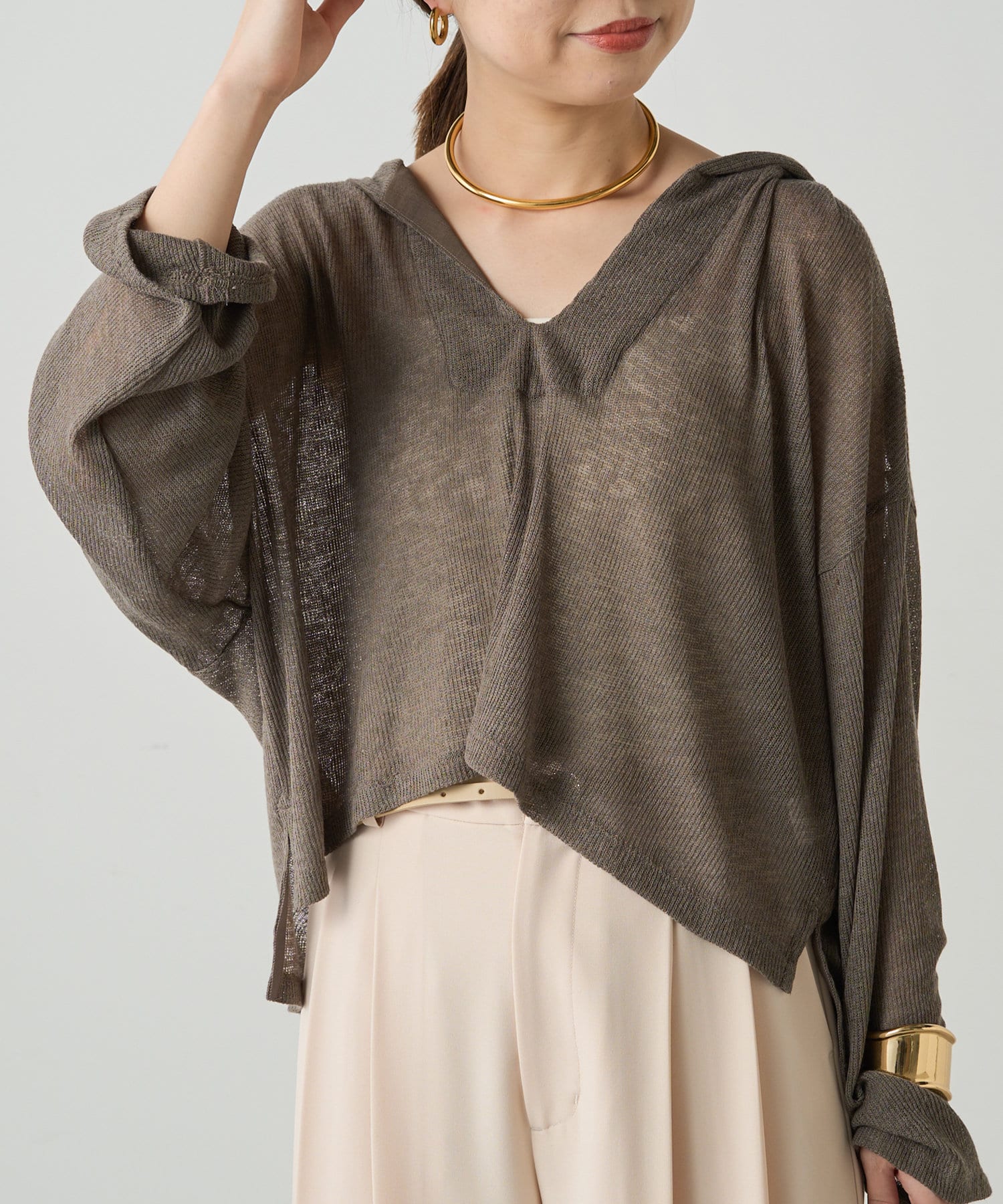 OUTLET(アウトレット) 【Loungedress】メッシュショートフーディー