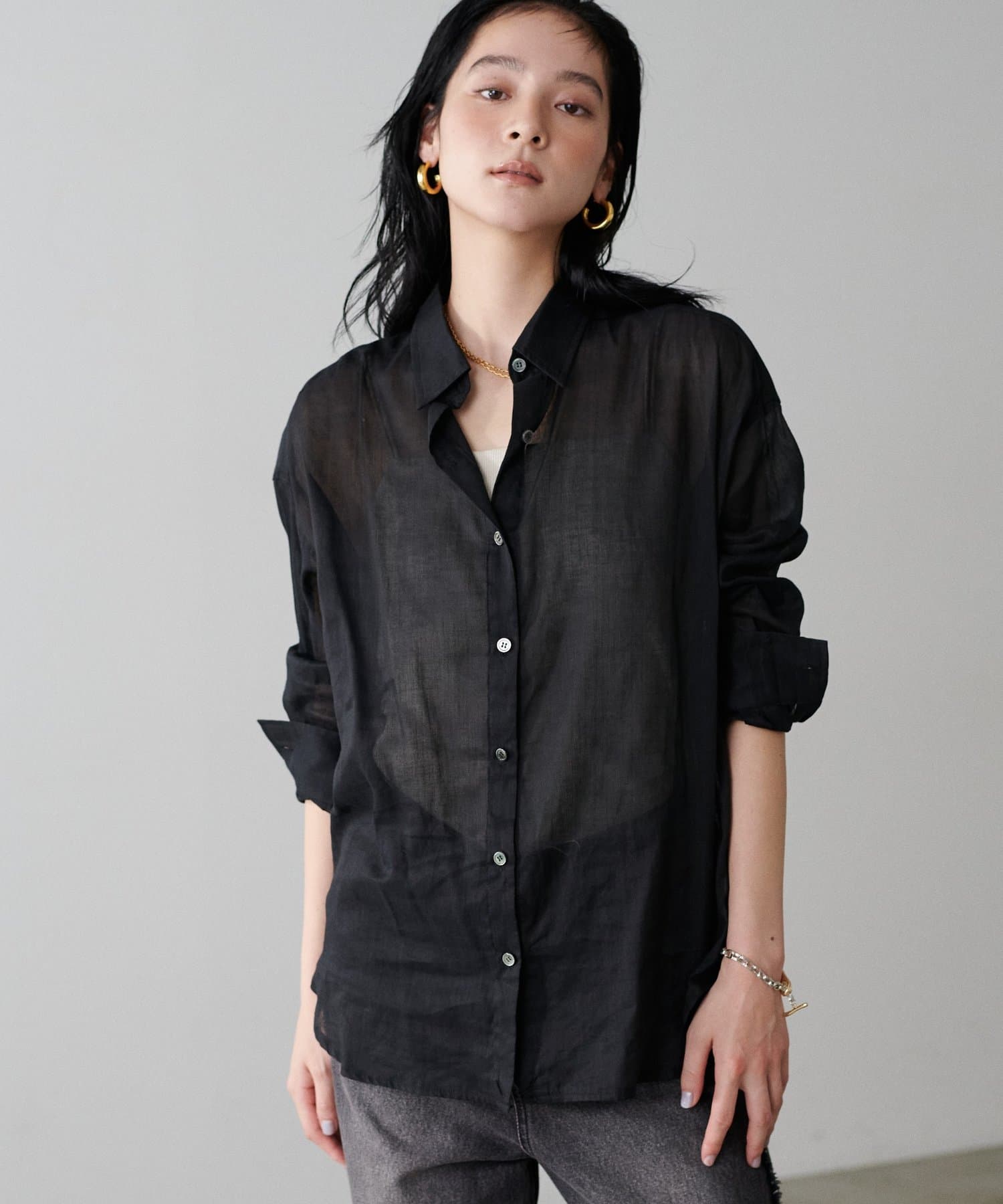 LARUTA(ラルータ) ラミーカシュクールシャツ