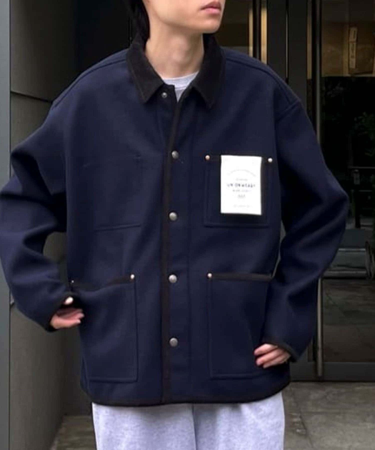 NO.G252APFCO0376MW【UNIONWEAR】WORK JACKET 00223年秋冬にデビューし瞬く間に完売した、ウールジャージー製のクリーンな表情のカバーオール、WORK JACKET